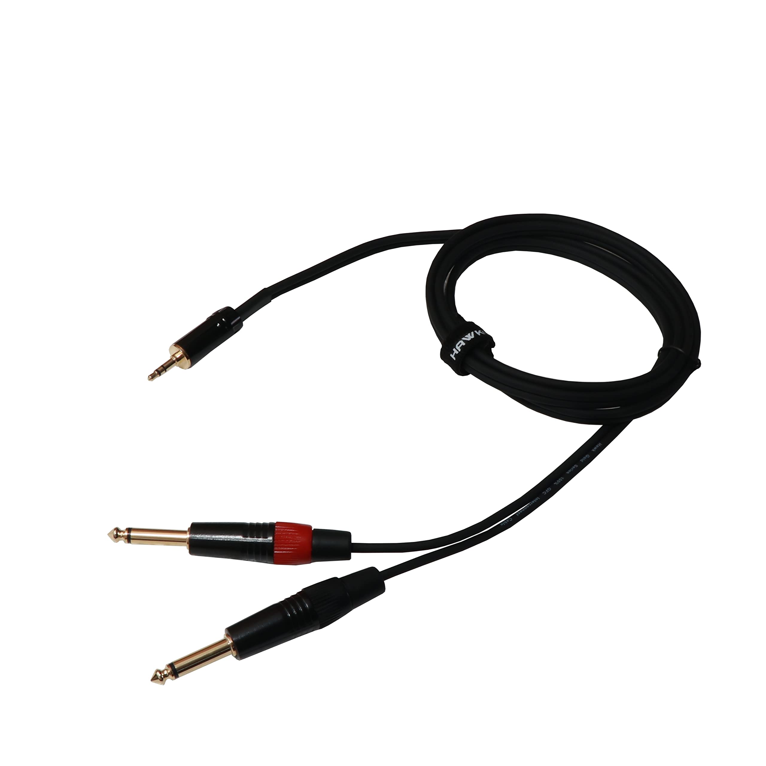 Hawk Proaudio Tmplu01.5 Utility Series 3.5Mm Trs Male To Dual 6.35Mm Ts Female Y Cable  1.5 Meter (Black)