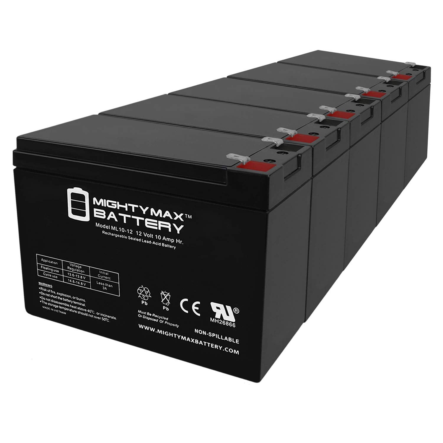 Mighty Max Battery ML10-12 - 12 VOLT 10 AH SLA BATTERY - PACK OF 5
