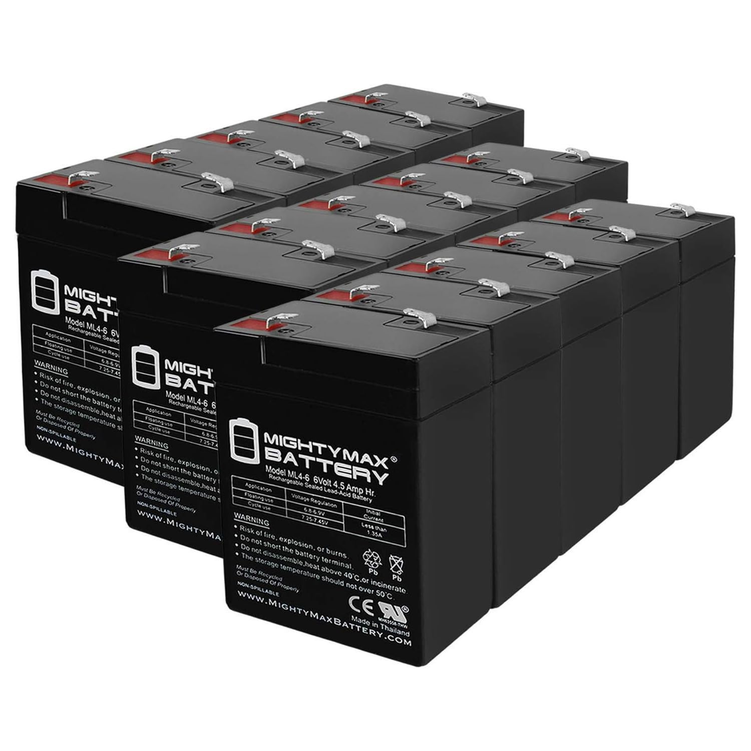 Mighty Max Battery ML4-6 - 6V 4.5AH General 00648 Sealed Non-Spillable Emergency Light Battery WKA6-5F - 15 Pack
