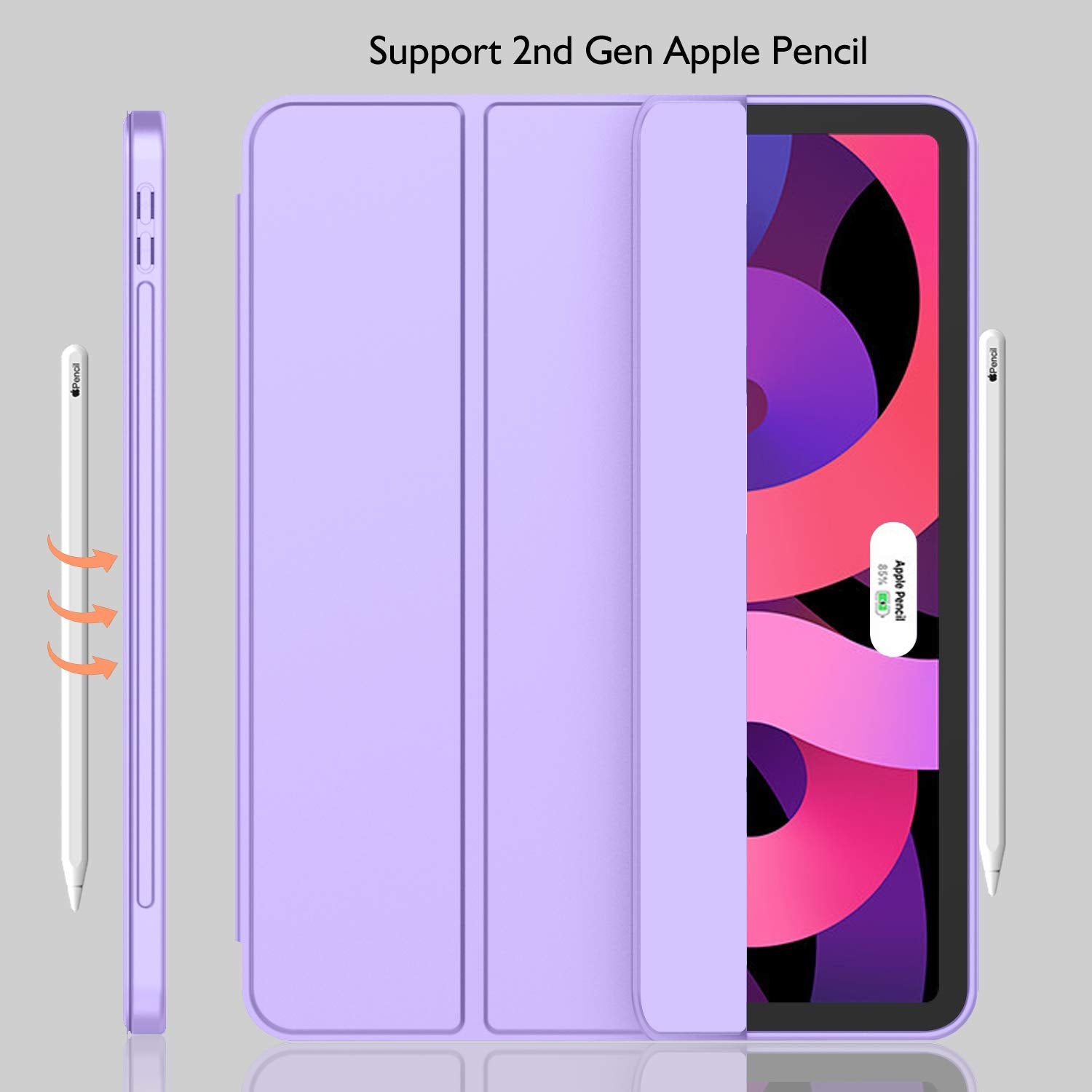 Imieet Ipad Air 11 Inch Case 2024 (6Th Generation), Ipad Air 5Th Generation Case 2022/4Th Generation Case 2020 10.9 Inch With Pencil Holder, Trifold Stand Smart Case (Clove Purple)