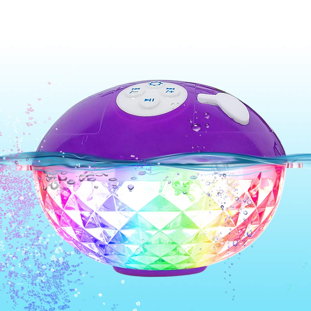 Portable Bluetooth Speakers Wireless Colorful Lights Show,Ipx7 Waterproof Floating Pool Speaker,Built In Mic Crystal Clear Sound