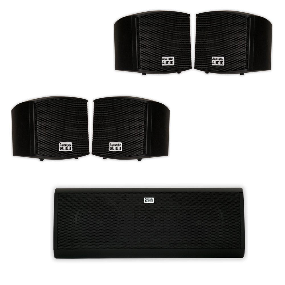 Acoustic Audio Aa321B And Aa40Cb Indoor Speakers Home Theater 5 Speaker Set