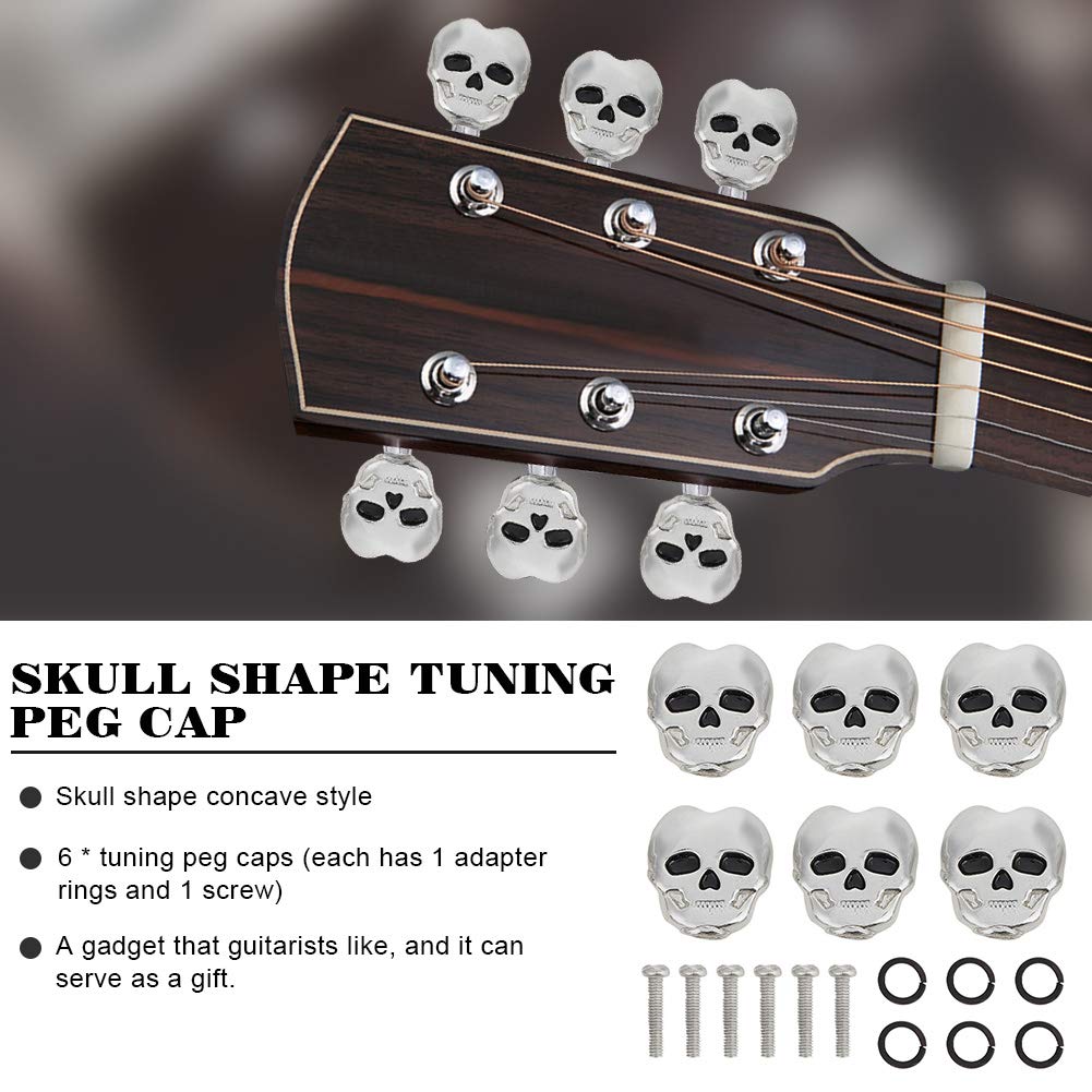 6Pcs Tuning Peg , Tuning Key Button Heads For Folk, Electric And Acoustic Guitar(Sliver)