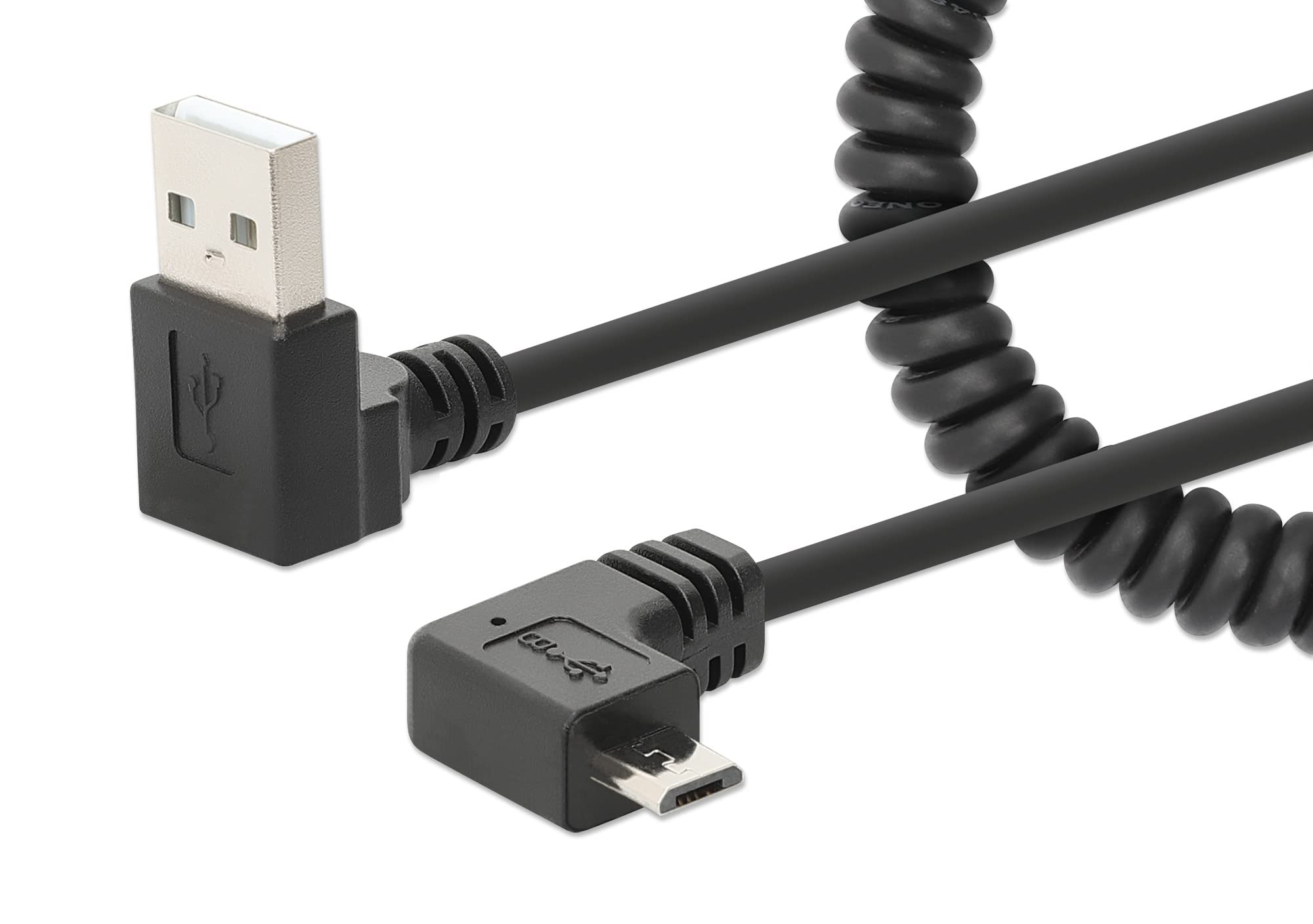 Manhattan Coiled Cable USB-A to Micro USB Charging Cable 1 m Black