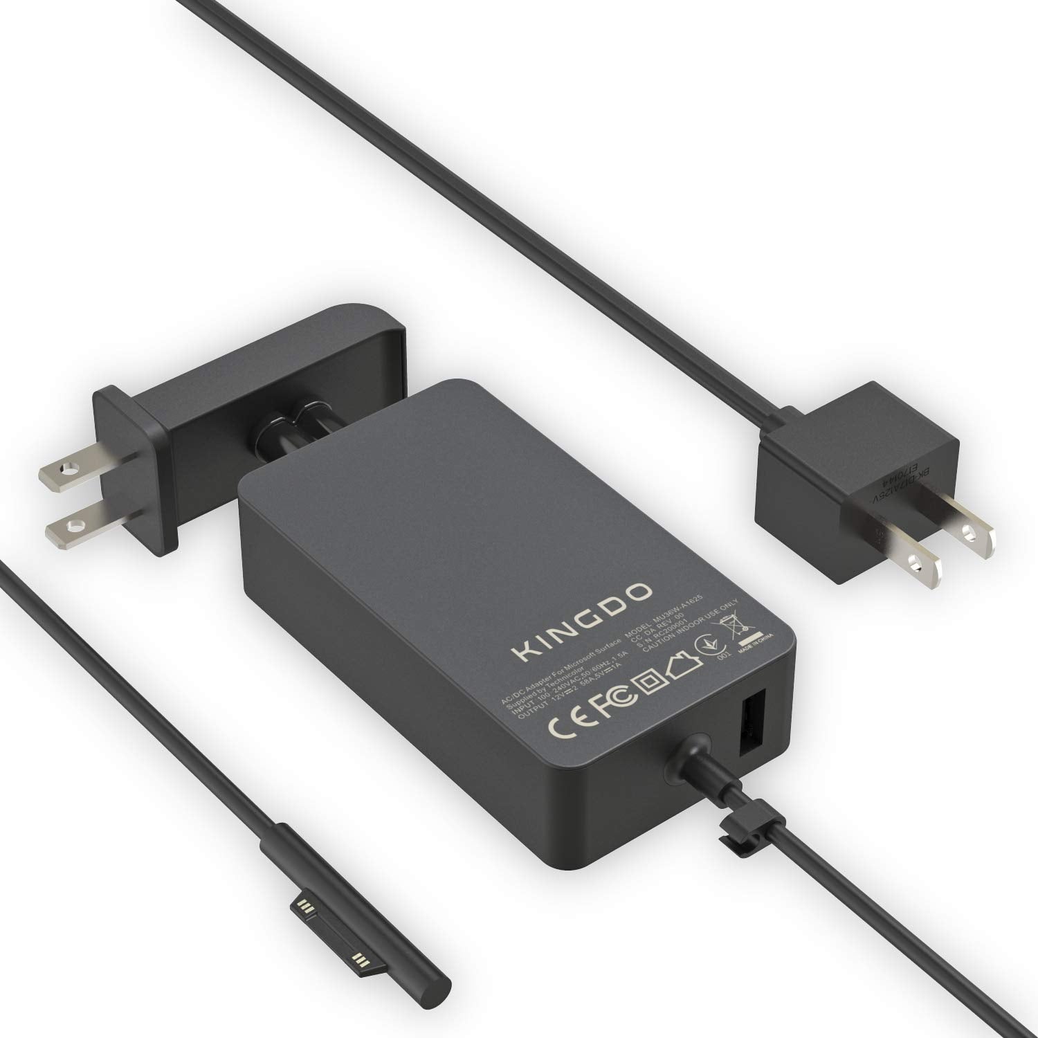 Charger For Surface Pro 3 Surface Pro, Kingdo 36W 12V 2.58A Power Supply Compatible Surface Pro 3 Surface Pro 4 I5 I7 Surface Pro 5 6 7 8 9 Surface Laptop Surface Go 3/2/1 With Carrying Case