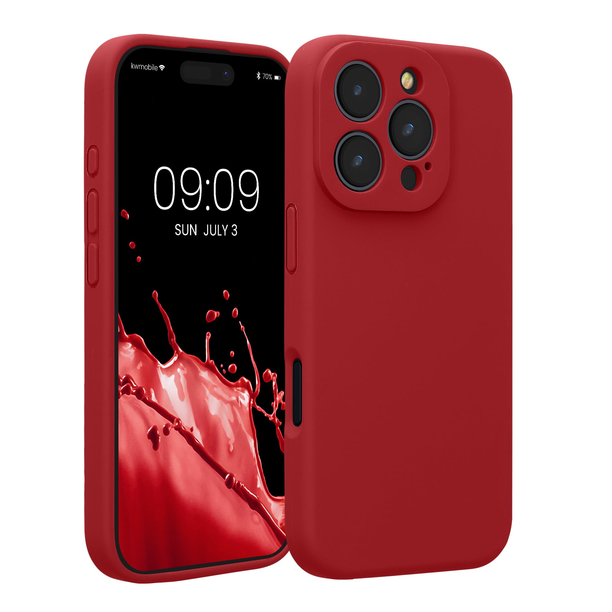 kwmobile Case Compatible with Apple iPhone 16 Pro Case - Slim TPU Silicone Phone Cover - Soft Touch Finish - Rhubarb Red
