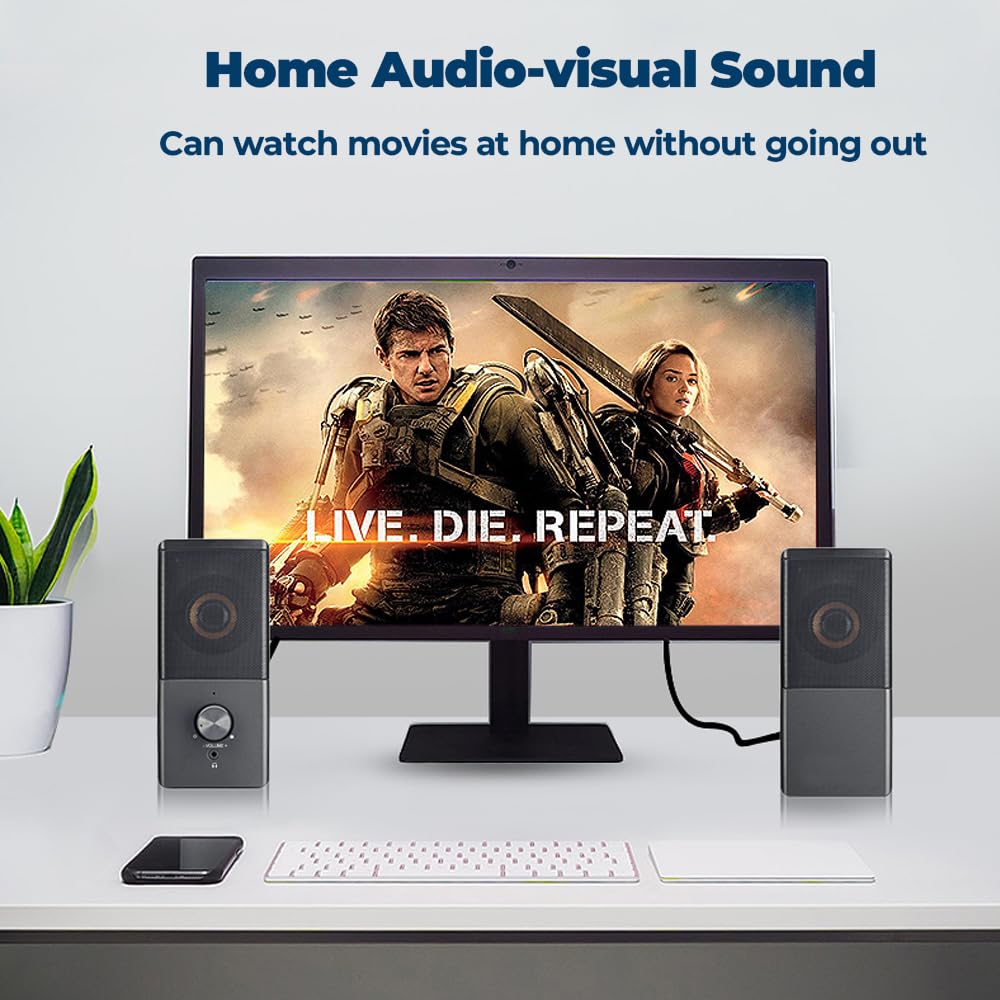 Roson Computer Speaker, Compact Size Speaker With Headphone Jack, Enhanced Bass And Volume Control, Stereo 2.0 Usb Powered 3.5Mm