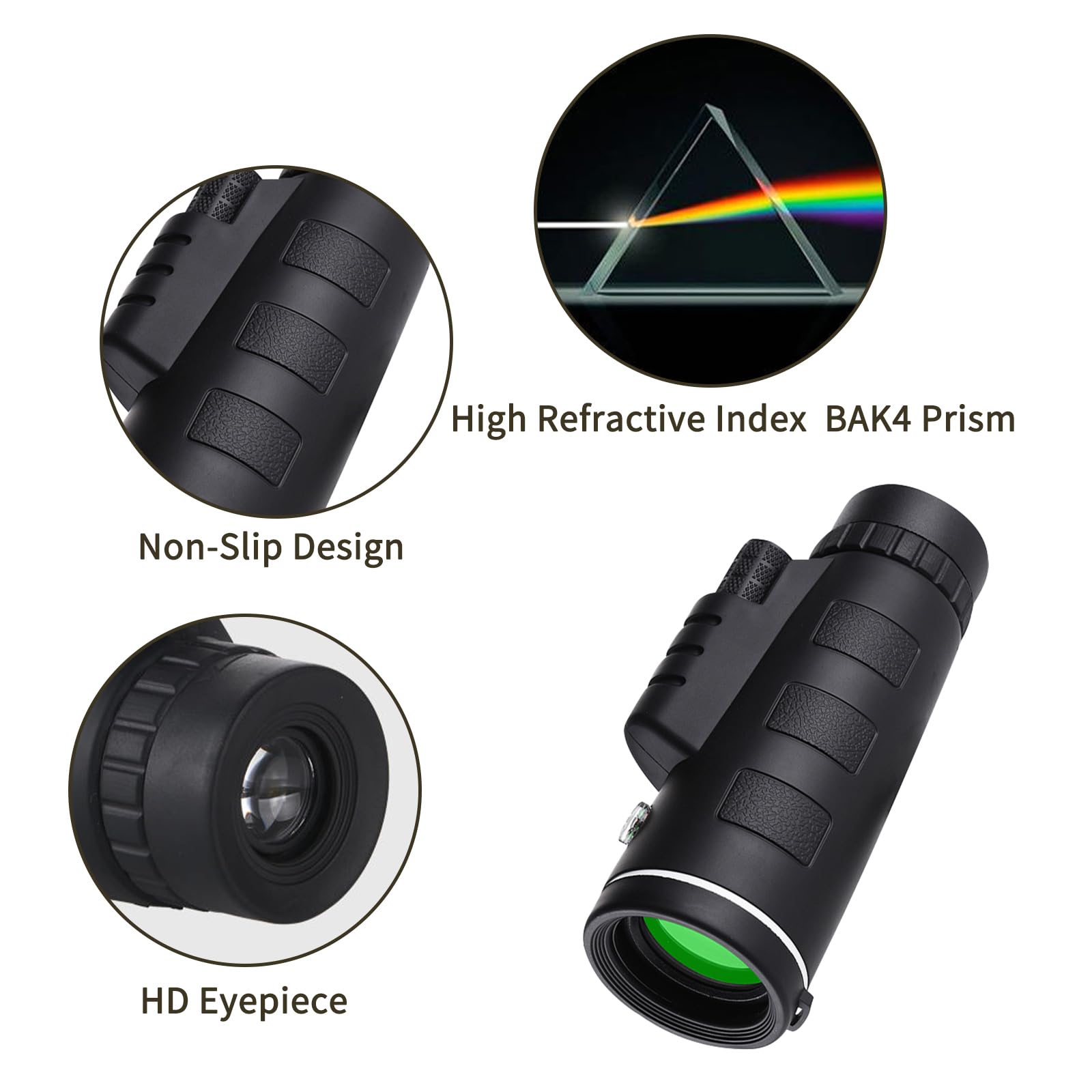 Lizbin 40X60 Monocular Telescope, Small Monoculars For Adults High Powered, Night Vision Monocular Telescope For Smartphone, Hig