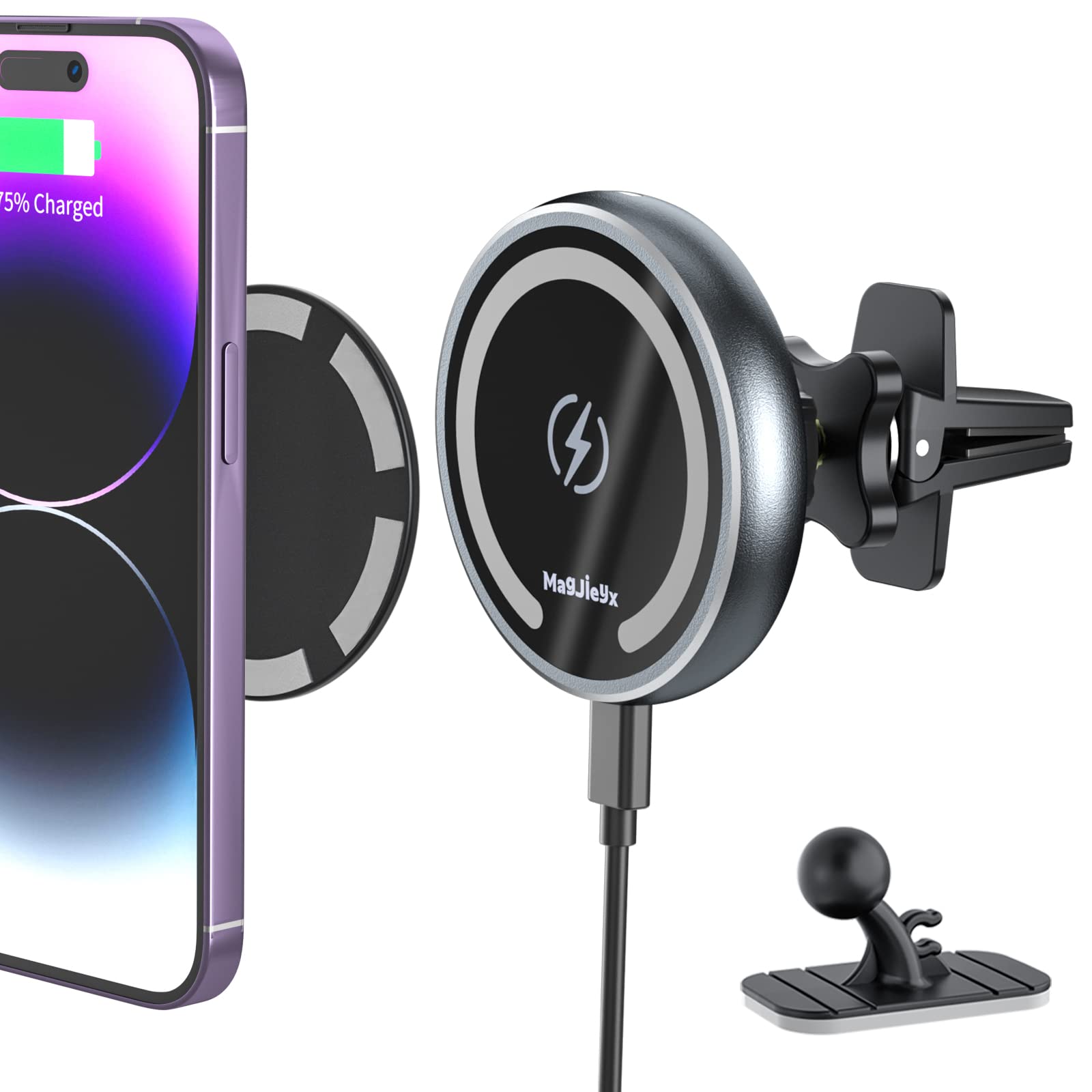 Magnetic Wireless Car Charger For Magsafe Mount For Iphone 14,13, 12, Pro Max, Mini Series All Phones,Airpods3,Qi 15W Fast Charg