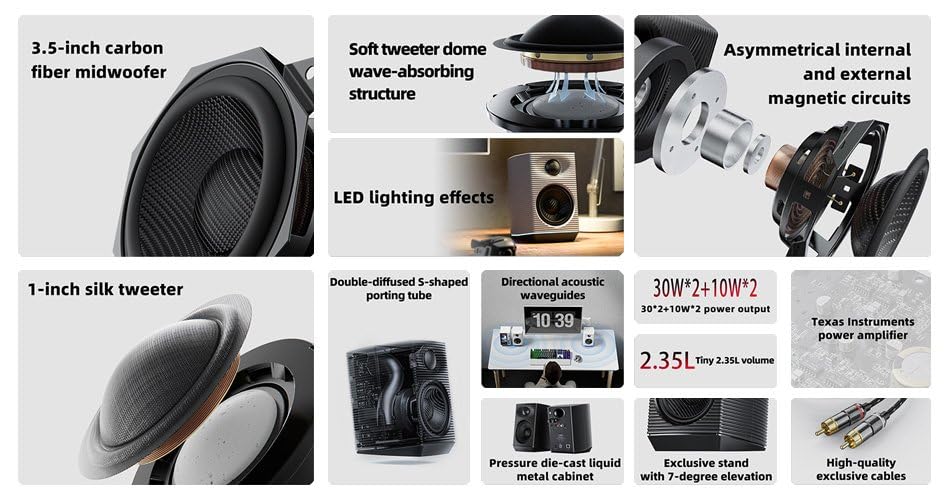 Fiio Sp3 Bt Hifi Bluetooth Active Desktop Speakers   80W Stereo Computer Speakers And Home Music Sound System With Aux Audio/Coax/Optical/Type C/Rca (Bluetooth White)