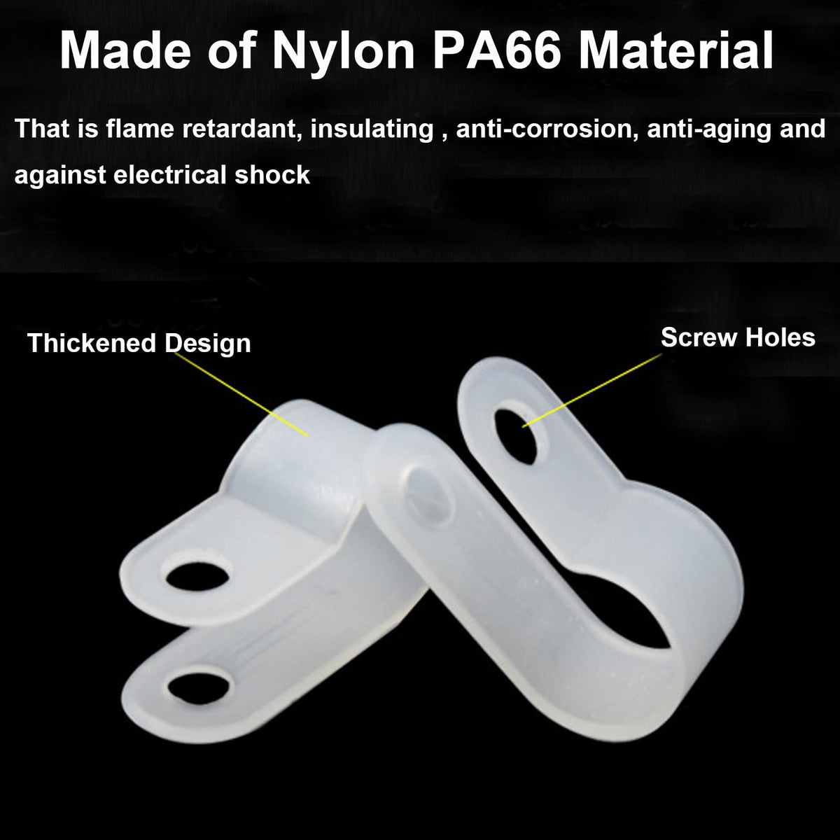 Teansic R-Type Cable Clamp Fastener IC327 Nylon White 1/2 Inch ...