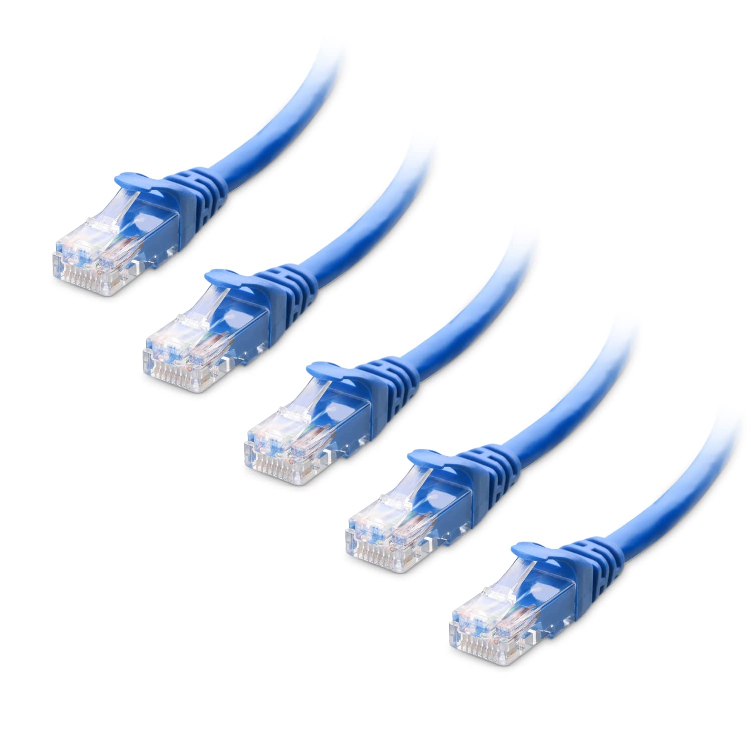 Cable Matters 10Gbps 5 Pack Snagless Short Cat 6 Ethernet Cable   3ft, Cat 6 Cable, Cat6 Cord, Ethernet Cord, Blue