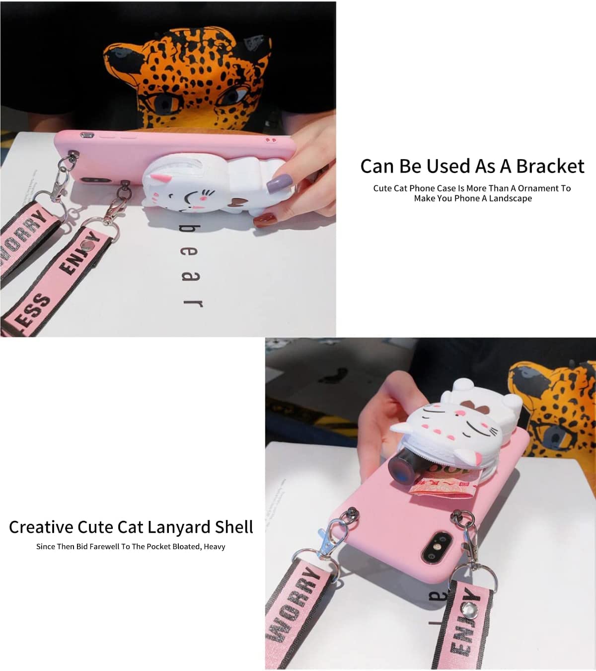 Sgvahy Wallet Case For Iphone 14 Pro Case Cute Iphone Case With Strap Lanyard Coin Purse Funny Phone Case Kawaii Soft Silicone S