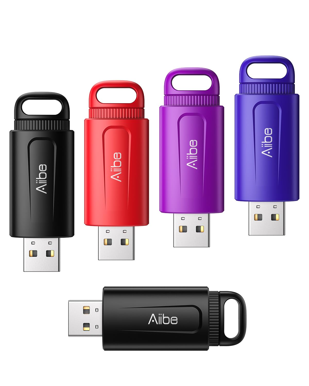 Aiibe 128Gb Usb Flash Drive 5 Pack 128Gb Flash Drives Thumb Drive Usb 2.0 Memory Stick Zip Drive Jump Drive 128Gb Usb Drive With Keychain (128Gb, Colorful)