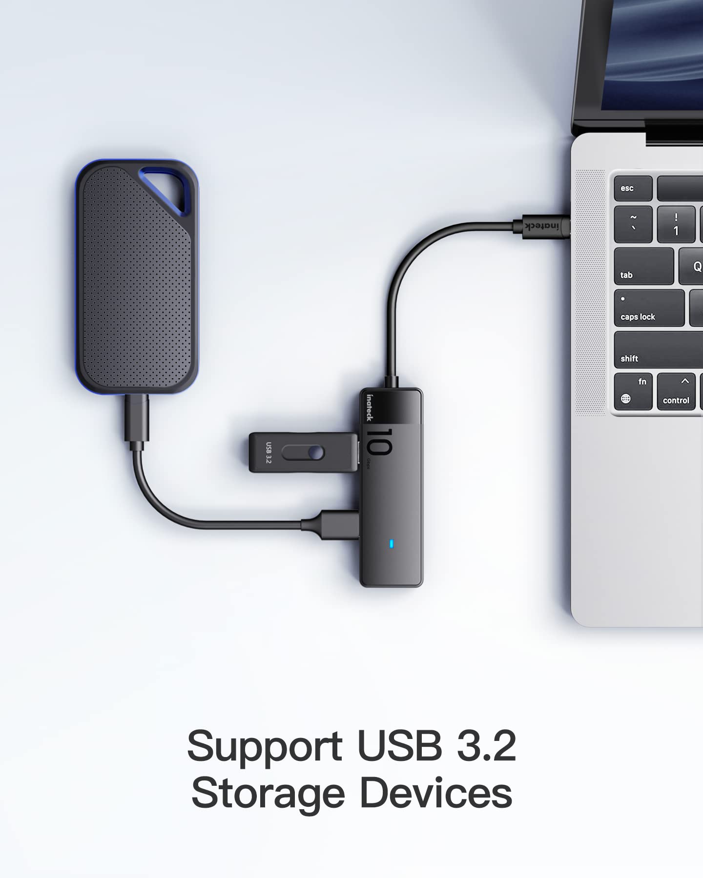 Inateck Usb 3.2 Gen 2 Speed, Usb C To Usb Hub With 4 Usb A Ports, Hb2025