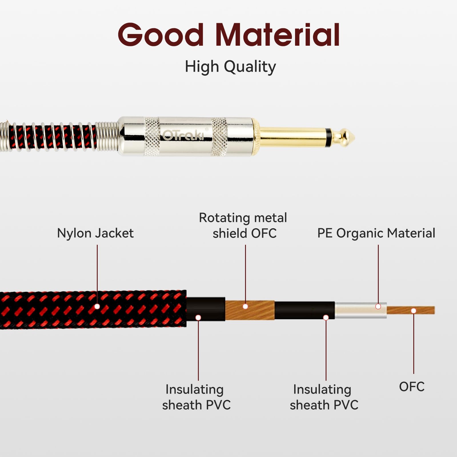 Otraki 10Ft Guitar Cable 2 Pack Electric Guitar Chord Instrument Cable Quarter Inch L Shaped Guitar Cable Straight To Right Angl