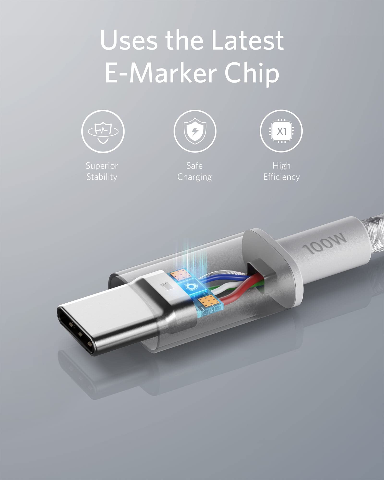 Anker 6Ft Usb C To C Cable (100W, 2 Pack), Type C Charger Fast Charging For Macbook Pro, Ipad Air, Samsung Galaxy, Pixel, Switch