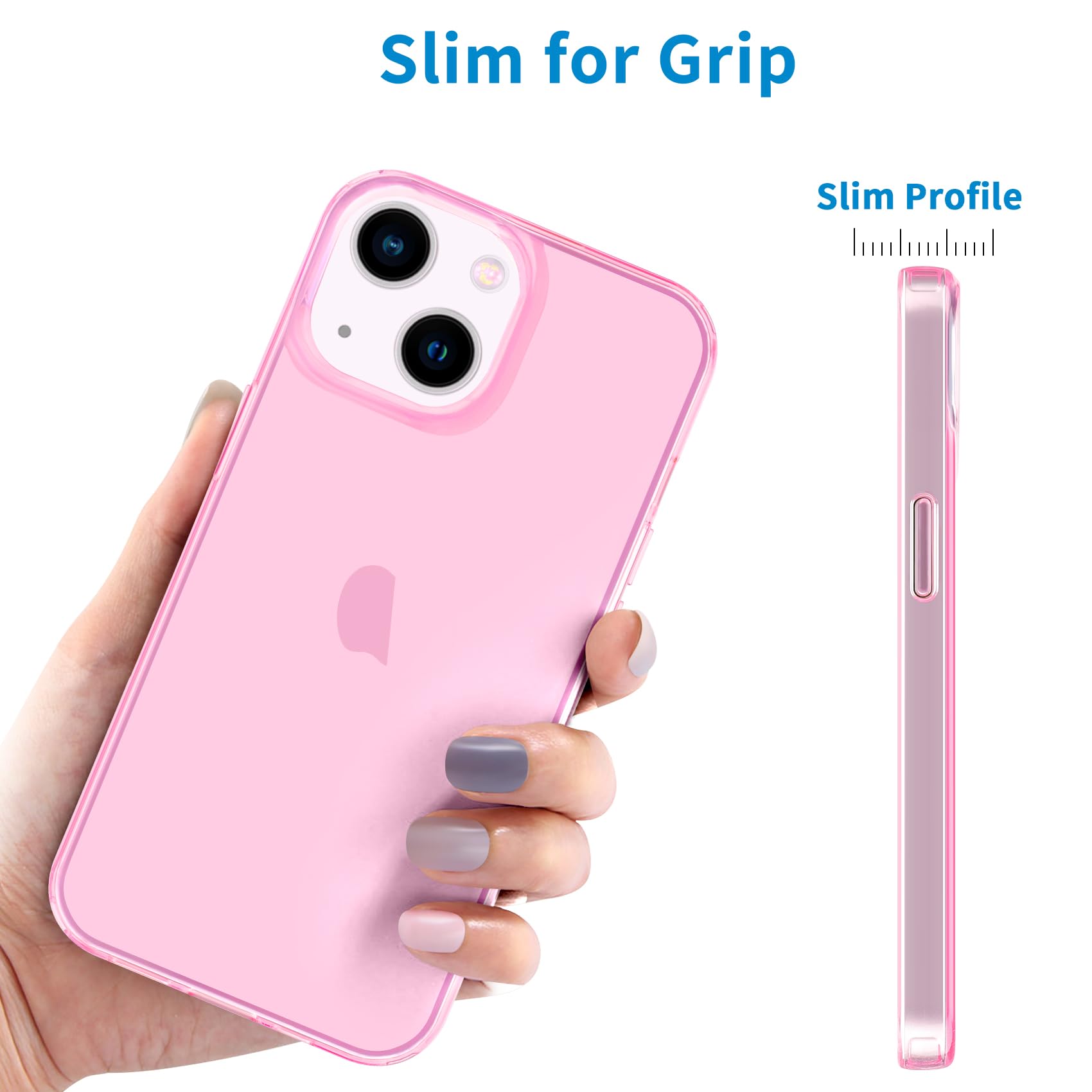 Jjgoo Compatible With Iphone 13 Case, Clear Pink Soft Shockproof Protective Slim Thin Phone Bumper Cover For Iphone 13 6.1 Inch