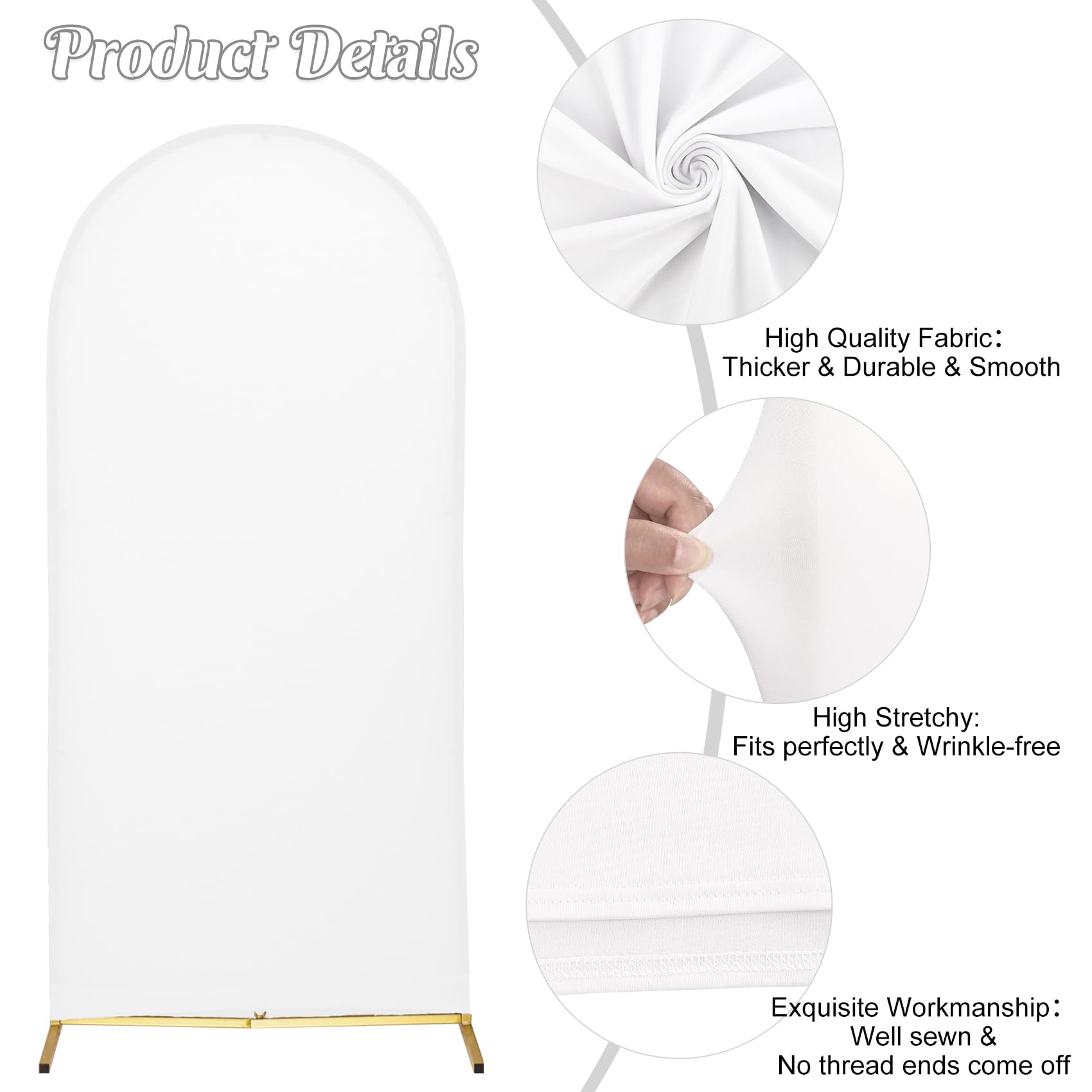 Wedding Arch Cover 6Ft White Spandex Fitted Arch Cover Round Top Stand Covers Double Side Stretchy Chiara Cover Backdrop Cover F