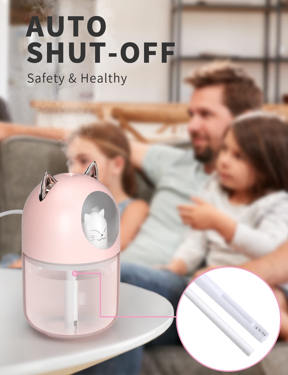 Norhom Cool Mist Humidifier, 300Ml Mini Humidifiers With Night Light, 20Db Quiet Humidifiers For Bedroom, Waterless Auto Off Air
