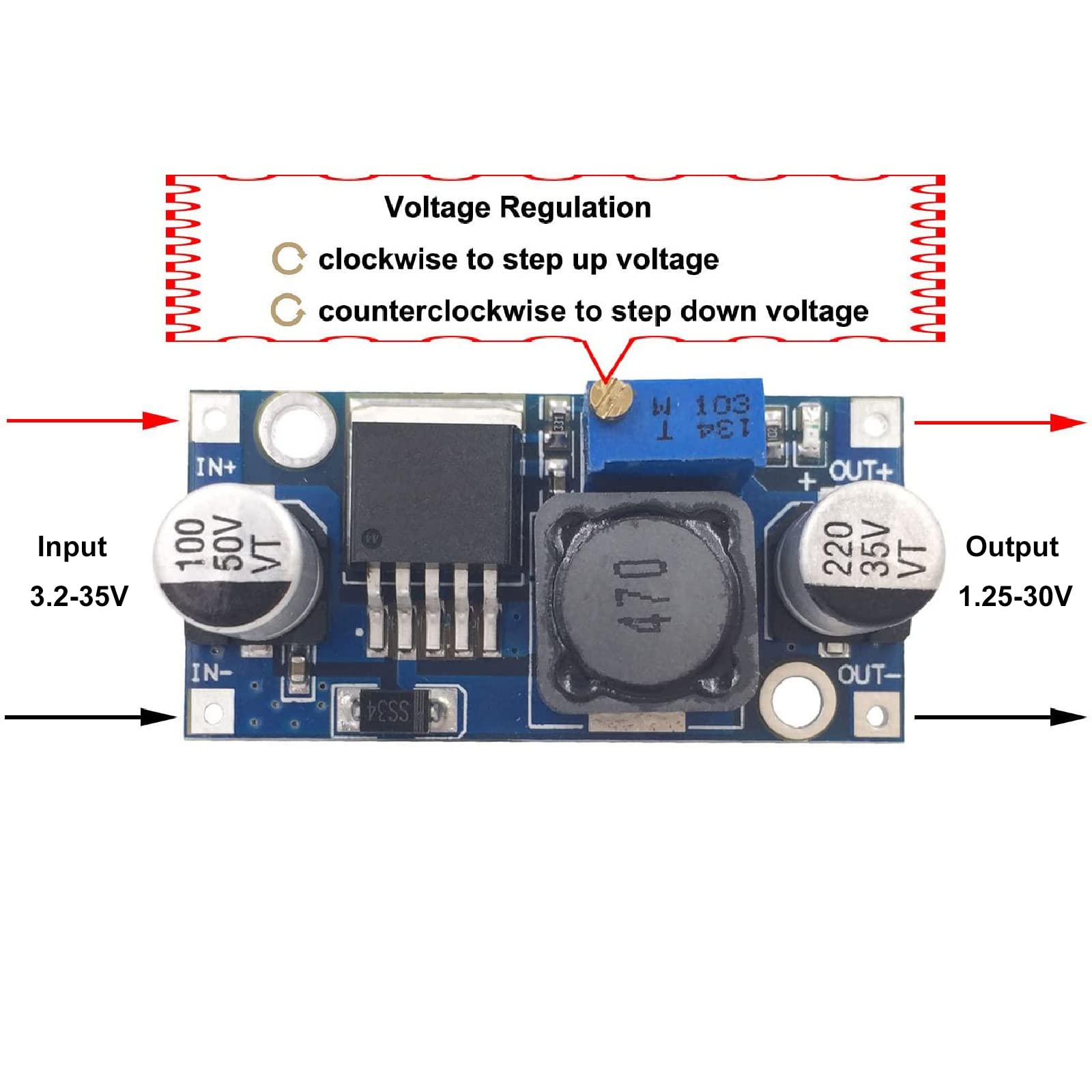 Valefod 10 Pack Dc To Dc High Efficiency Voltage Regulator 3.2 35V To 1.25 30V Buck Converter Diy Power Supply Step Down Module