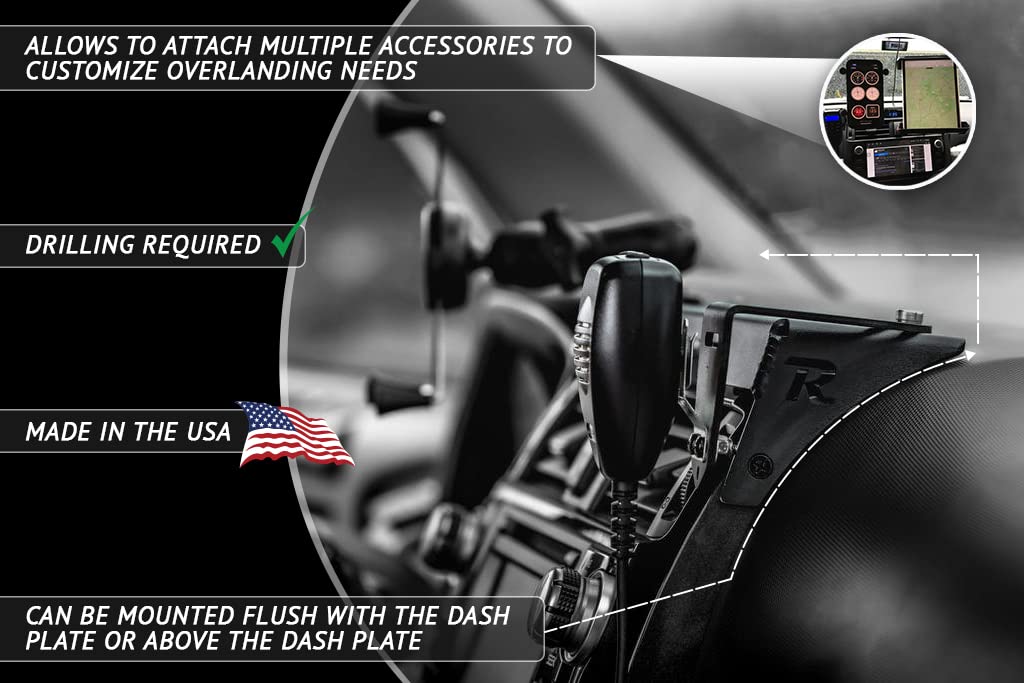 Rago Fabrication Dashboard Mount For Cell Phone, Gps, Radio, & Other Accessories For 2010 2023 Toyota 4Runner 5Th Gen | Made In