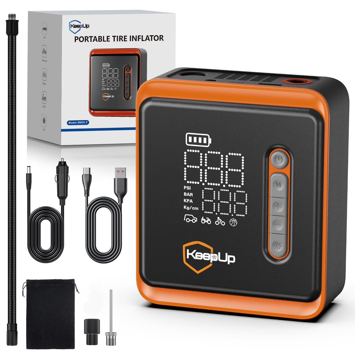 Tire Inflator Portable Air Compressor,3X Faster Portable Tire Tump with 10000mAh Battery, 150PSI Cordless Air Pump for Cars, Bik