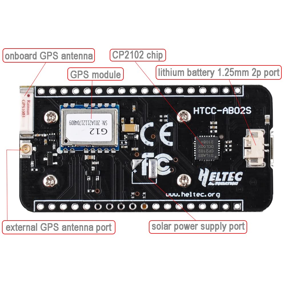 Diymalls 915 Lora Gps Module Asr6502 Htcc Ab02S Development Board Sx1262 0.96 Oled + 915Mhz Lora Antenna + 1.25Mm 2P Connector F