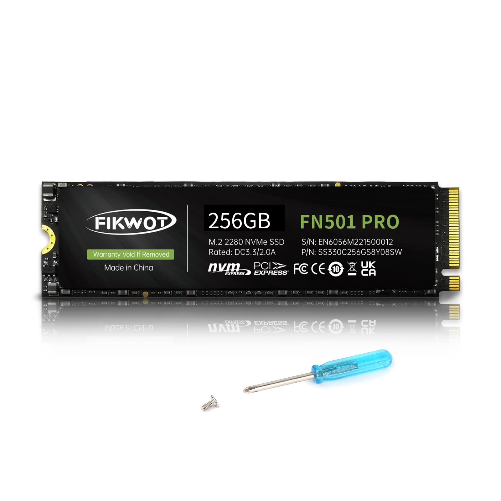 Fikwot Fn501 Pro 256Gb Nvme Ssd   M.2 2280 Pcie Gen3 X4 Internal Solid State Drive With Graphene Cooling Sticker, Up To 3,500Mb/