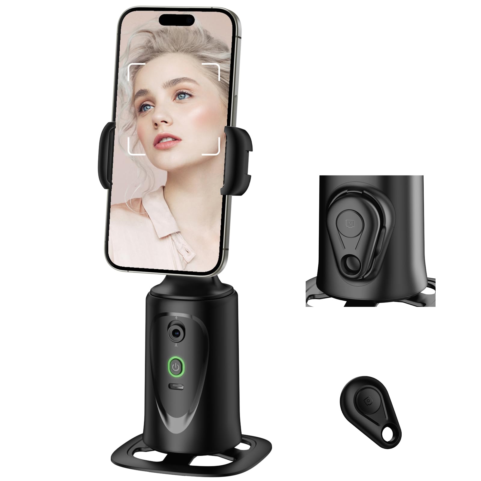 Auto Face Tracking Tripod, 360 Rotation Face Body Phone Camera Mount Gesture Control, No App, Smart Shooting Holder With 1200Mah