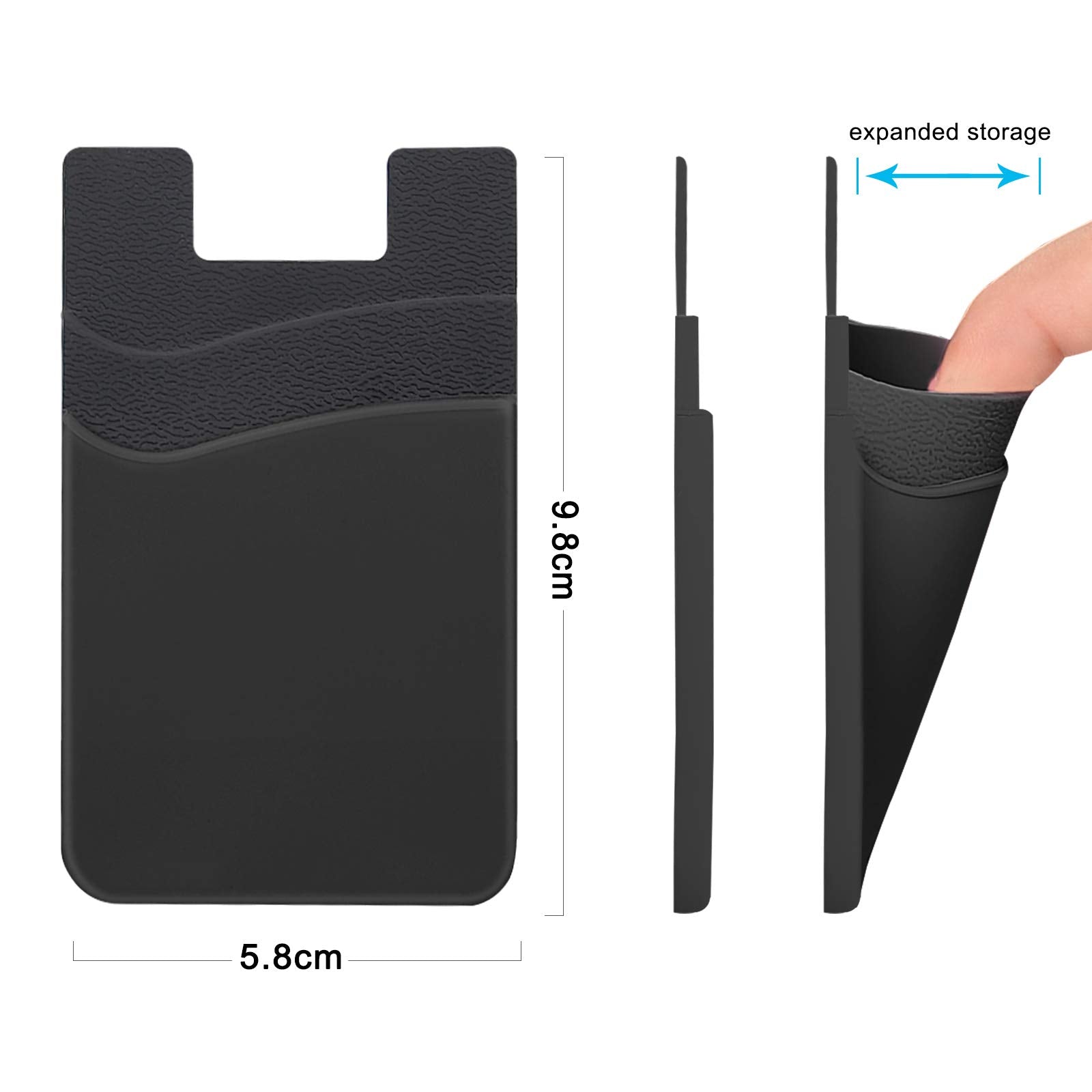 Ss Card Holder For Back Of Phone, Phone Wallet Stick On Credit Card Sleeve Pocket Silicone Cell Phone Pouch Compatible For Iphon