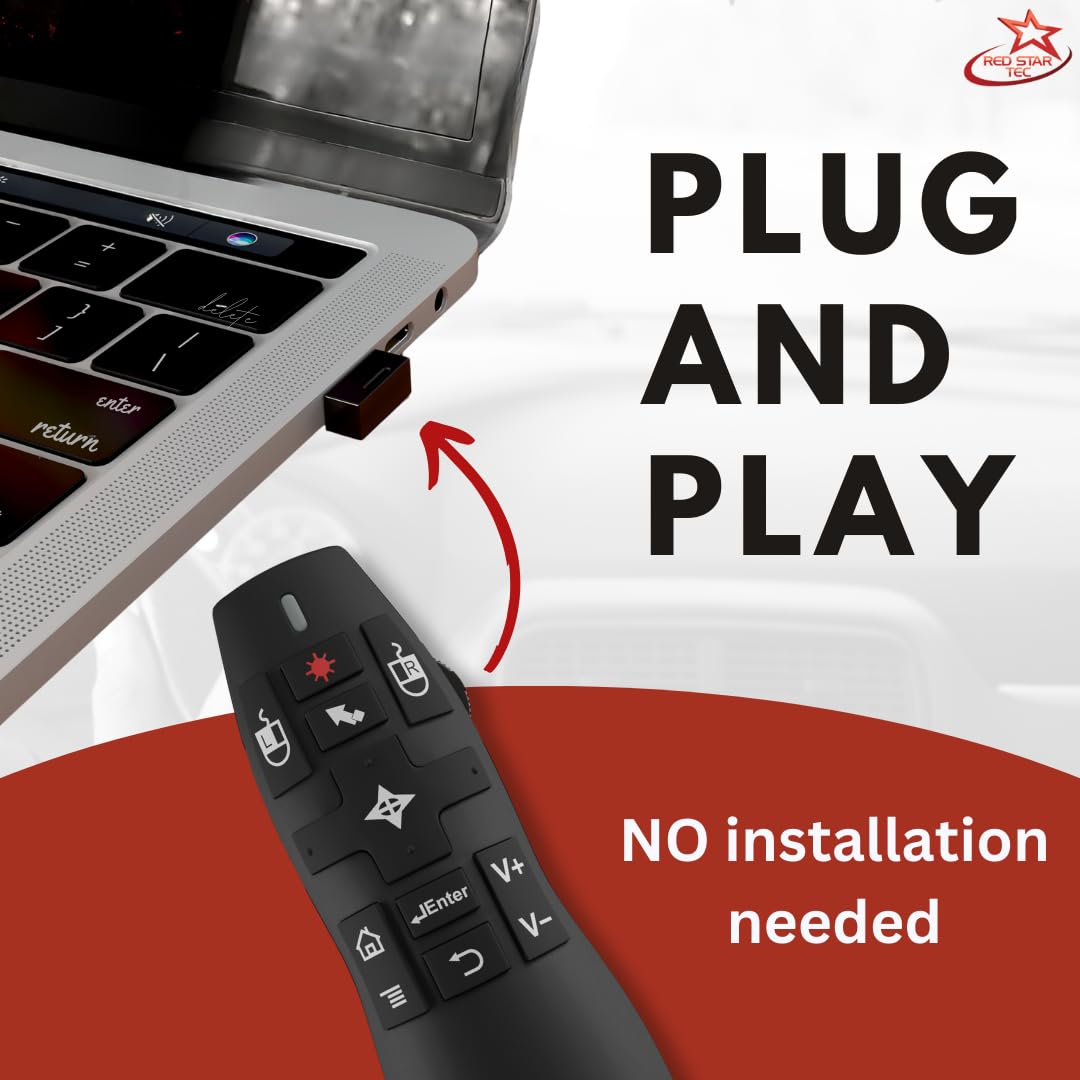 Wireless Powerpoint Presentation Remote Clicker And Keynote Presenter With Wireless Mouse (Pr 820) From Red Star Tec