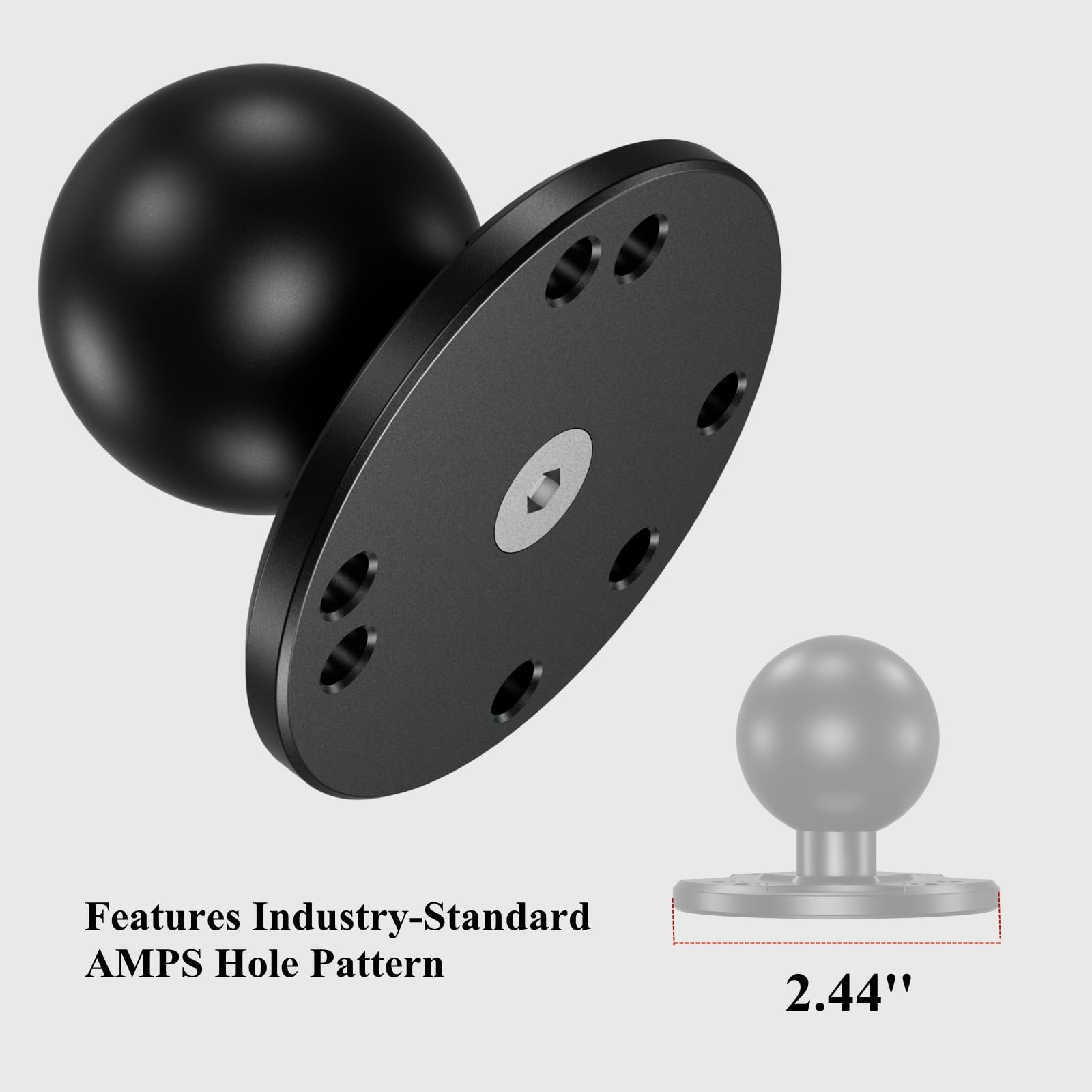 Brcovan 1.5'' Ball Mount Base With Aluminum Alloy Amps Hole Round Plate & 1.5'' Tpu Ball Adapter Compatible With Ram Mounts C Size 1.5 Inch Ball Double Socket Arm