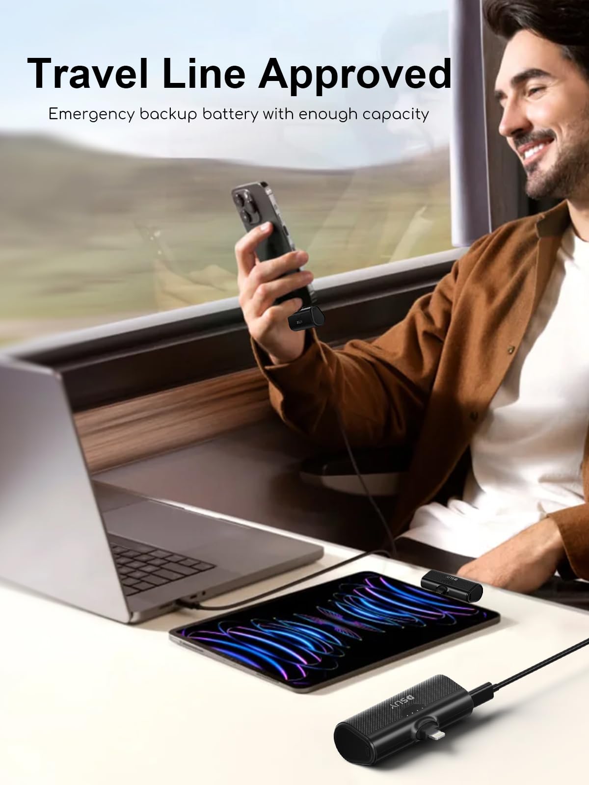 Dsuy Small Portable Charger For Iphone 2 Packs 5000Mah With Built In Cable, Mfi Certified Power Bank External Battery Pack Compa