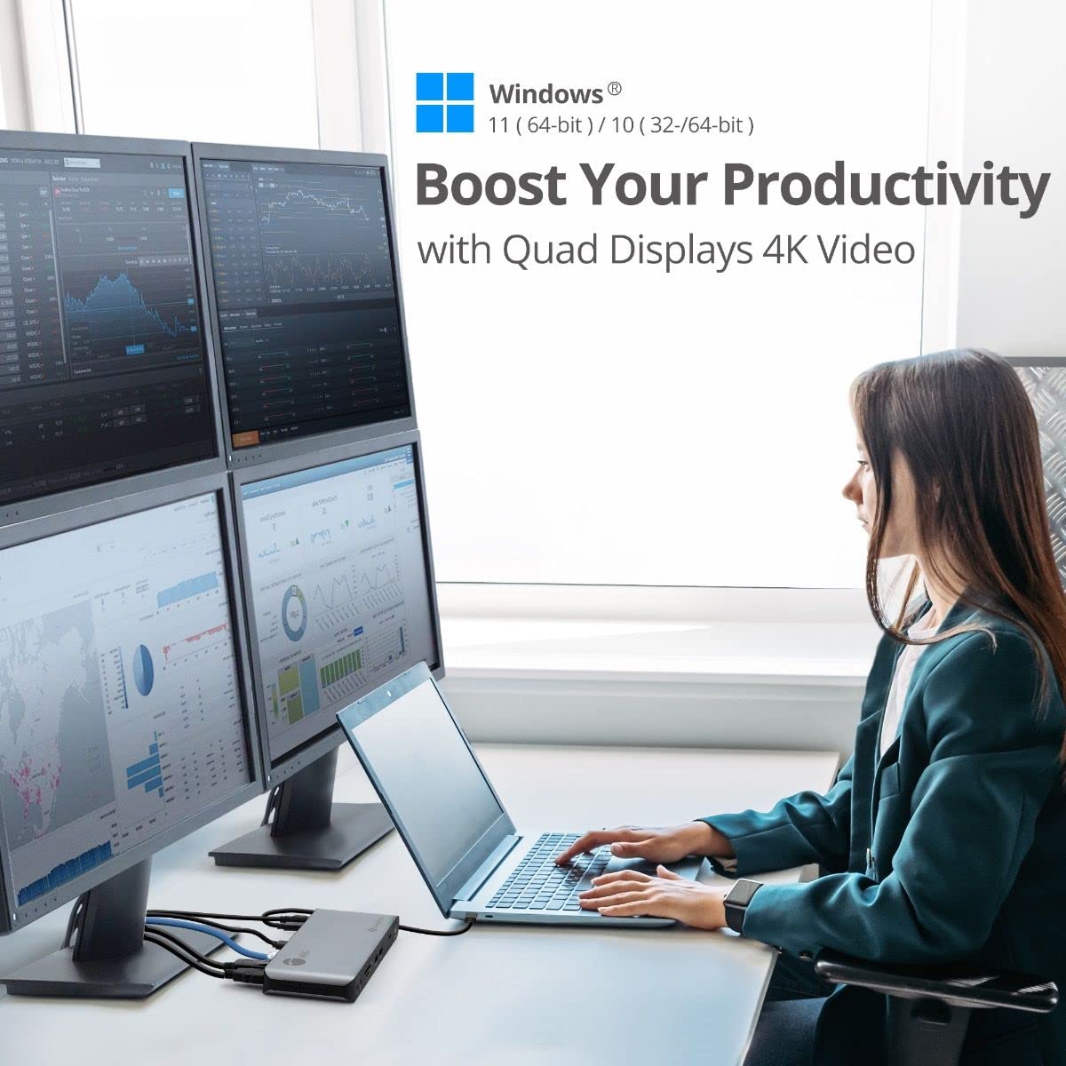 Siig Thunderbolt 4 Docking Station - Quad 4K / Single 8K, 60W Pd, 3X Tb4 40Gbps (Usb-C), 2X Usb-A 5G, Gigabit Ethernet, Support