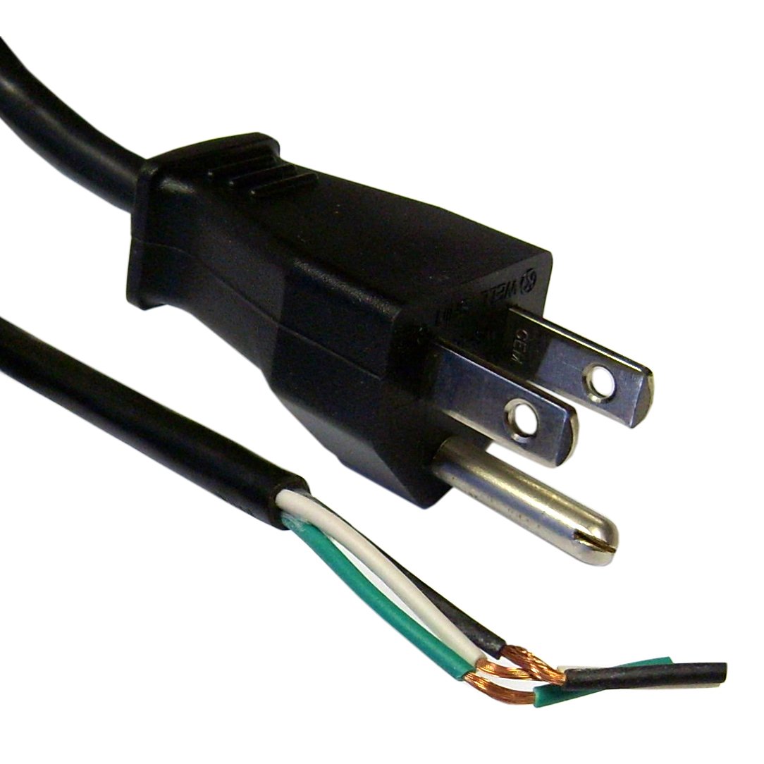 CableWholesale NEMA 5-15P to Standard Roj Power Cord, Black, 18/3 (18A ...