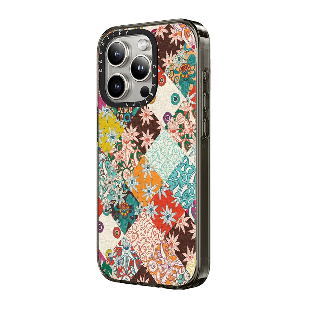 Casetify Compact Iphone 15 Pro Case [2X Military Grade Drop Tested / 4Ft Drop Protection]   Sarilmak Patchwork   Clear Black