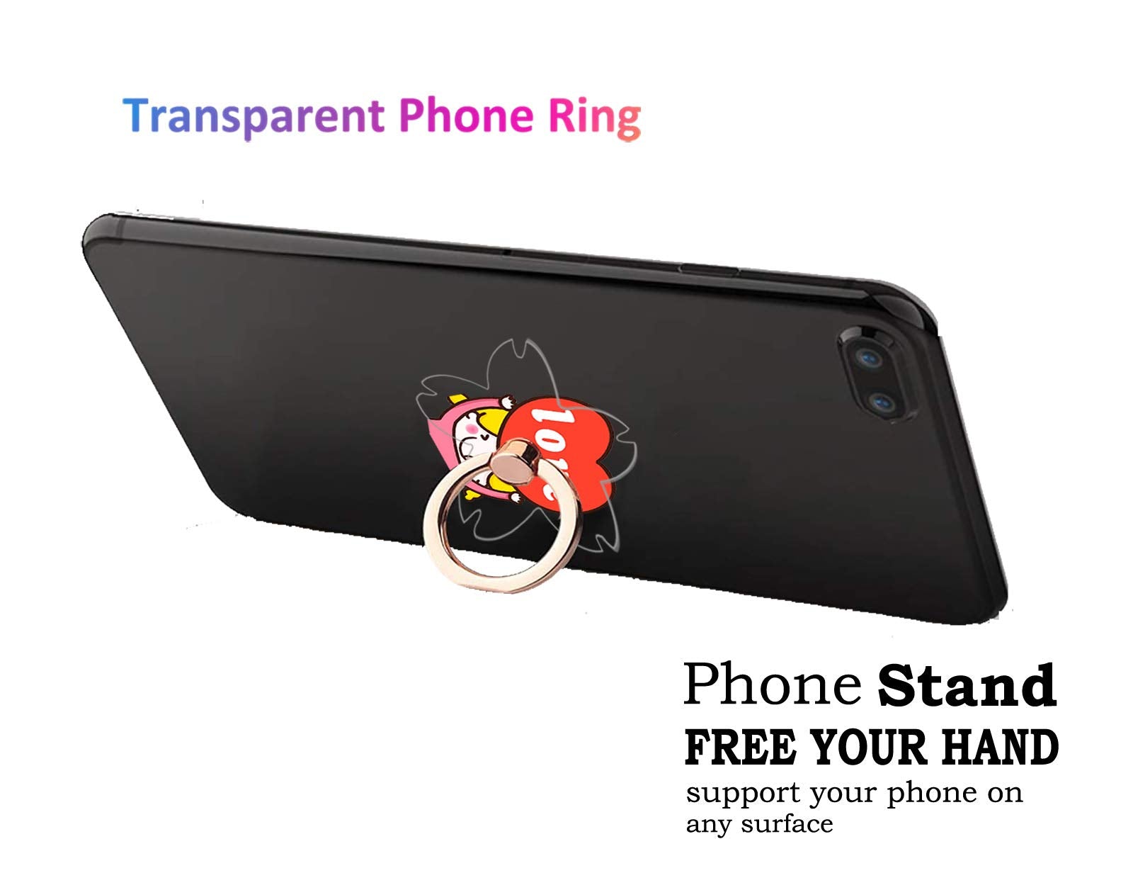 Lenoup Transparent Oriental Cherry Cell Phone Ring Holder Kickstand,360 Rotation Clear Cherry Blossom Cell Phone Finger Ring Gri