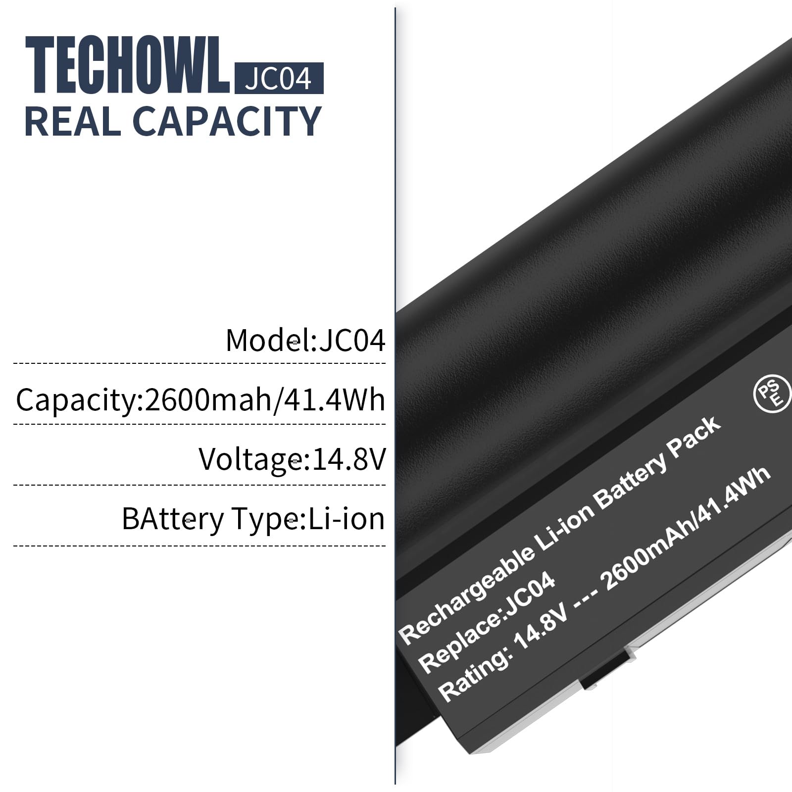 Techowl Laptop Battery for HP JC04 JC03 919700-850 919701-850 2850mAh 41.6Wh