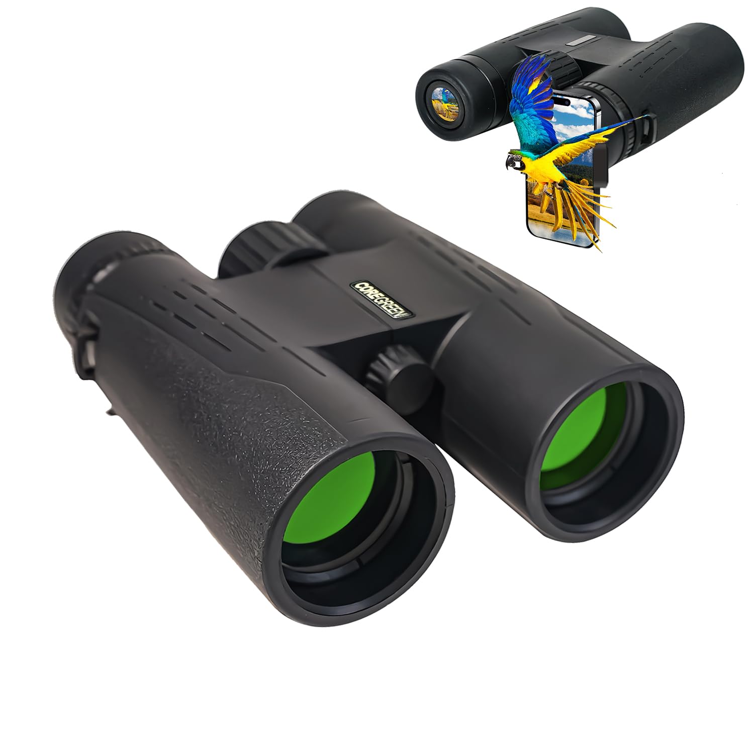 10x42 HD Binoculars for Adults High Powered, Coregreen BAK-4 Prism FMC Lens Professional, Large View Binoculars with Clear Low L