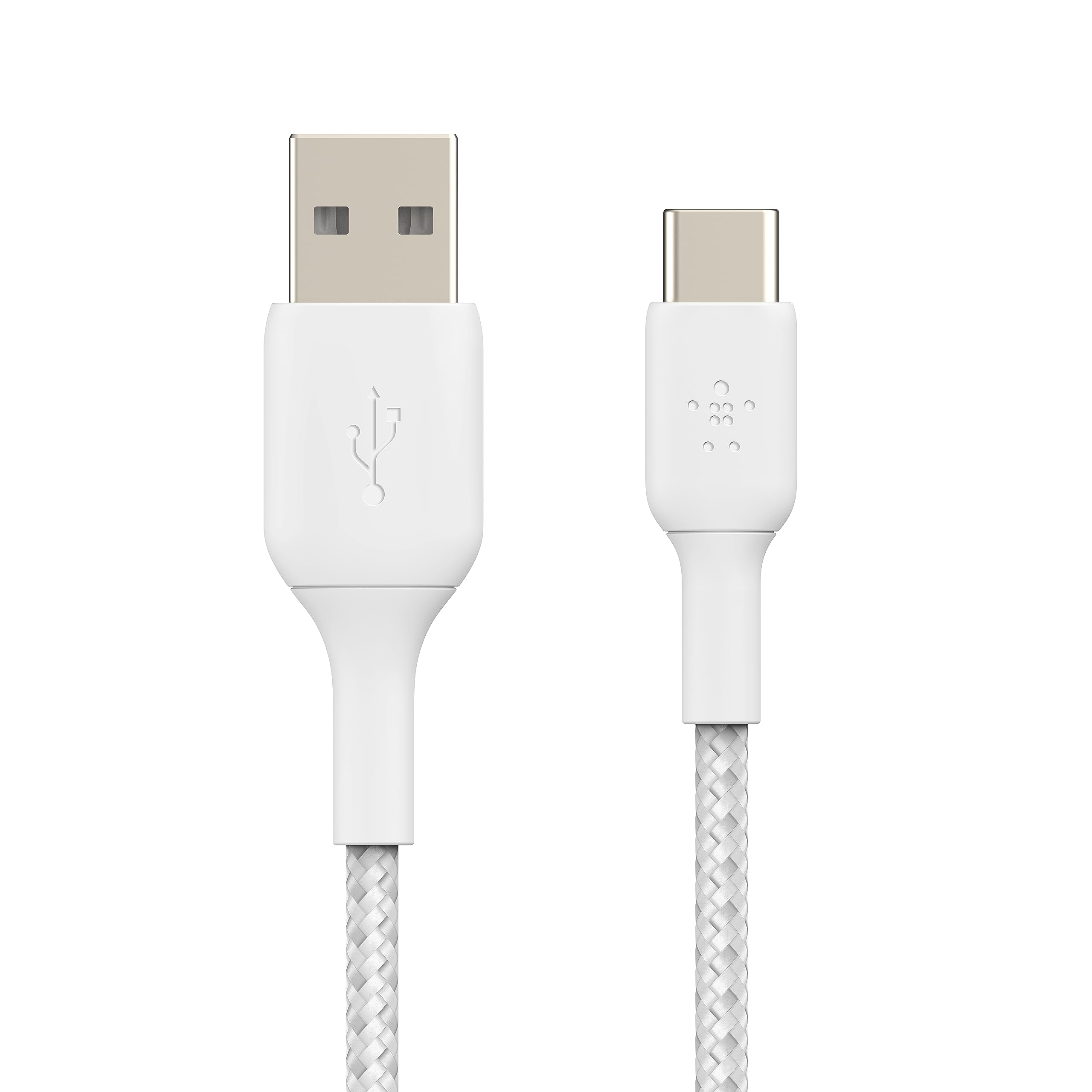 Belkin BoostCharge Braided USB C to USB A Cord (1M/3.3ft) for iPhone 16 Series, Samsung Galaxy S25 Series, Note20, Google Pixel 9 & 8, iPad Pro, Nintendo Switch, Carplay, & More   White