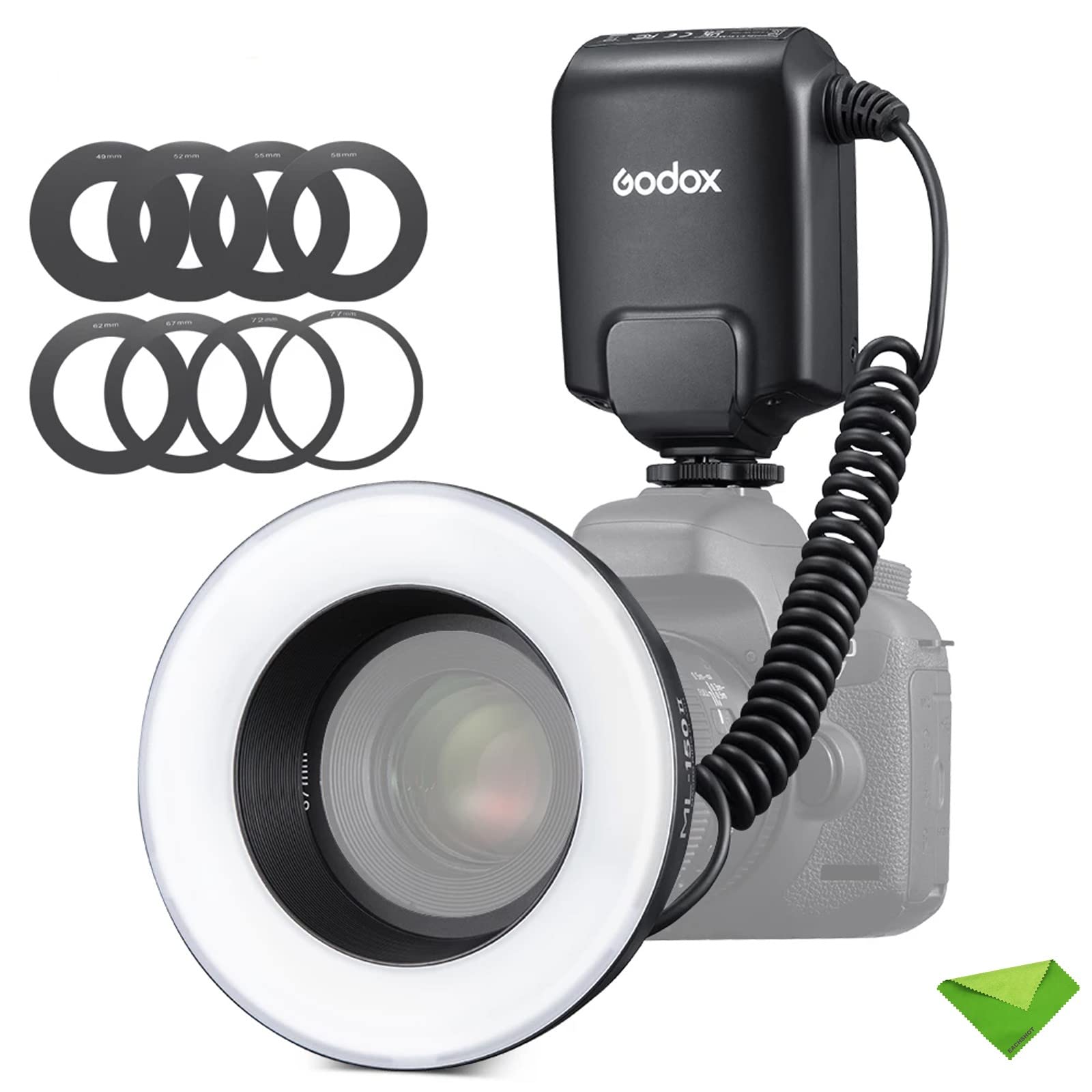 Godox ML-150II ML150II Macro LED Ring Flash Speedlite GN12 0.1-2s Recycle Time 5800K200K for Sony Canon Nikon Fuji Olympus Panas