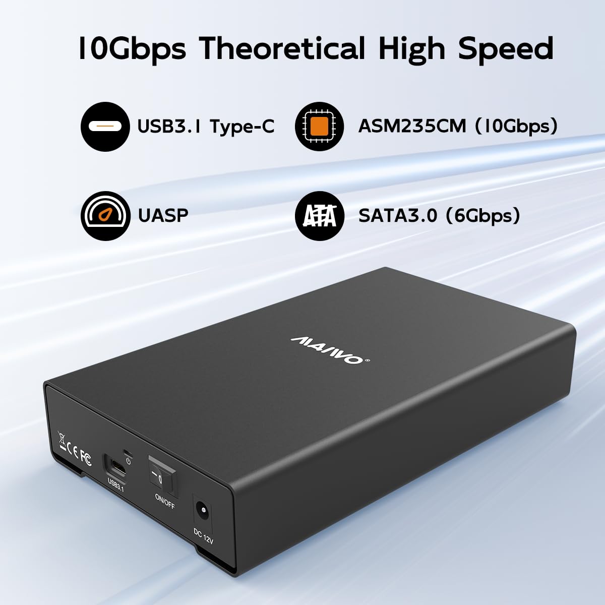 Maiwo Hard Drive Enclosure For 2.5 3.5 Inch Sata Ssd Hdd, Usb 3.1 Gen2 Type-C 10Gbps Speed With Uasp, 24Tb Capacity, Usb To Exte