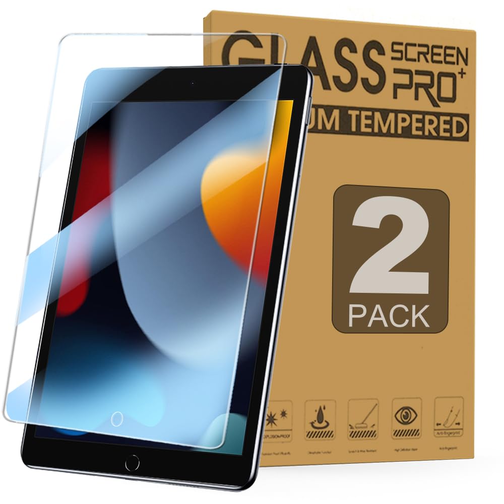 Junfire [2Packs] Ipad 10.2 Screen Protector With Anti Blue Light, Ipad 9Th/8Th/7Th Generation Tempered Glass Screen Protector Wi