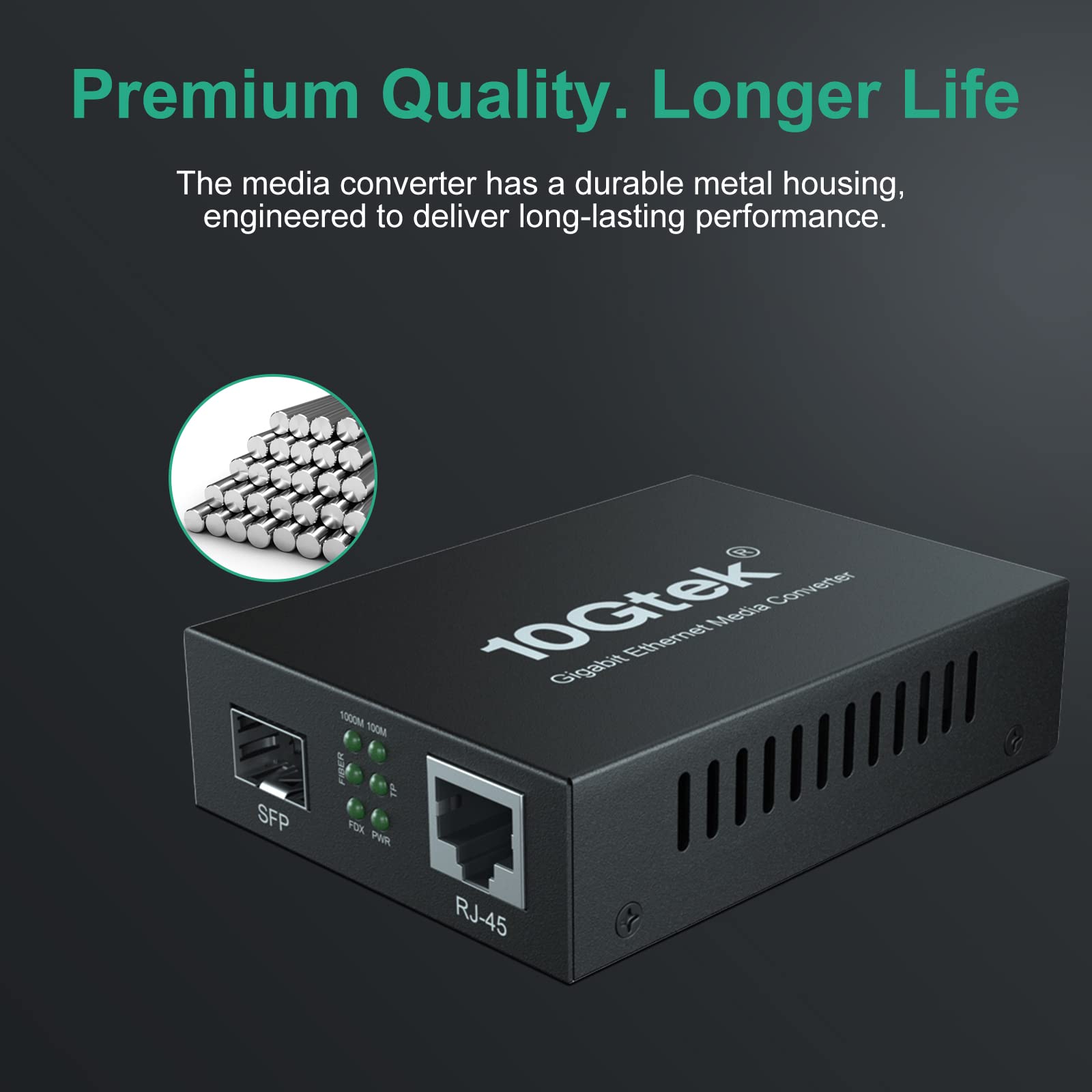 Ipolex 2 Pack 1.25G Gigabit Sfp To Rj45 Fiber To Ethernet Media Converter, 10/100/1000M Rj45 To 1000Base Sfp, Fiber To Ethernet