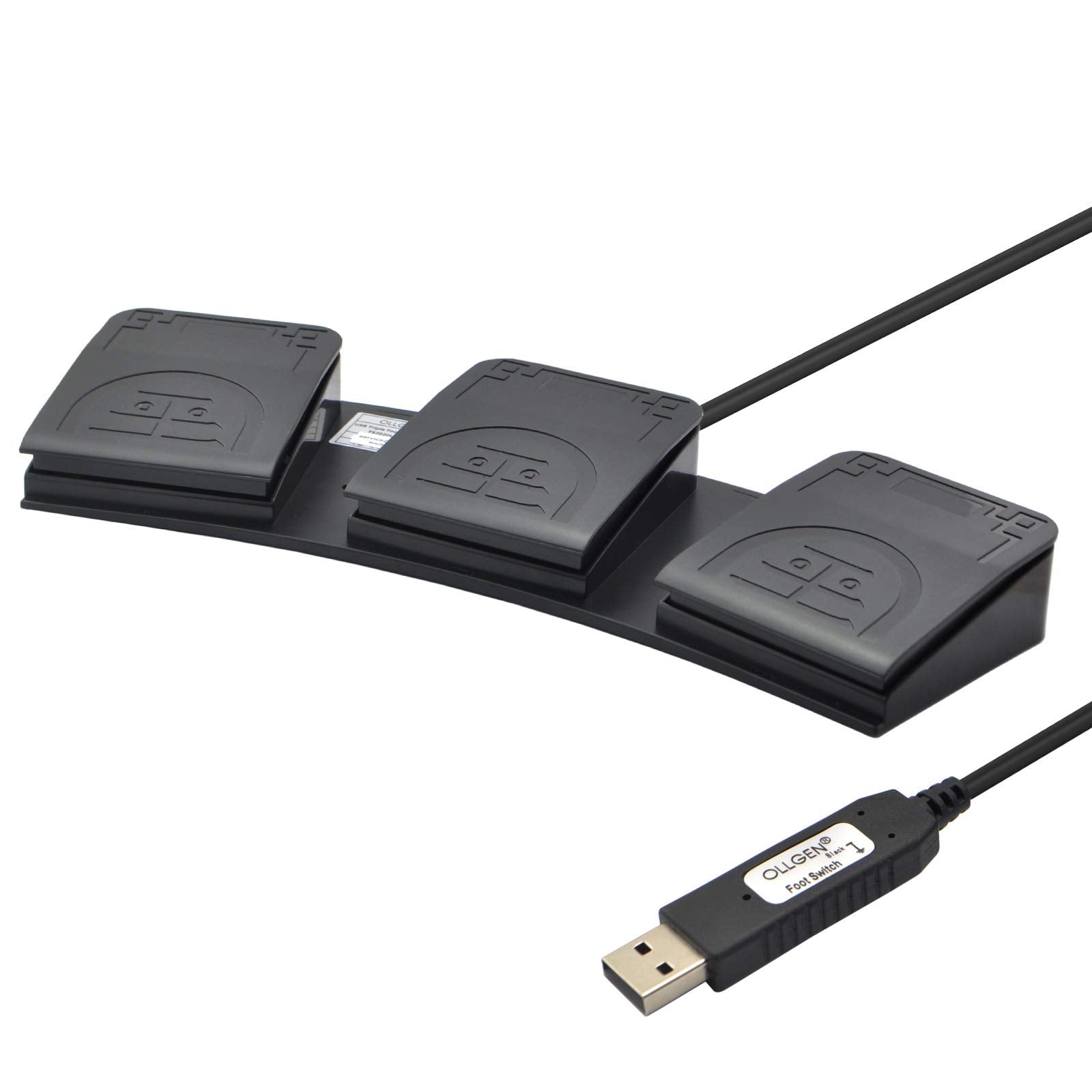 Ollgen Triple Usb Foot Pedal Mechanical Switch Control 3 Three Key Program Computer Keyboard Mouse String Game Macro Midi Cotroller Action Hid