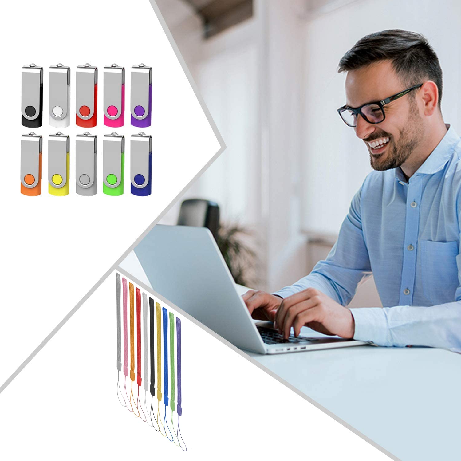 Aretop 32Gb Flash Drive, Pack Of 10 Usb Drive, Portable Keychain Lanyard Thumb Drive For Date Storage, Jump Drive Colorful Multipack, Usb2.0 Usb Flash Drive 10 Pack(10 Pack 32Gb, Mix Colors)