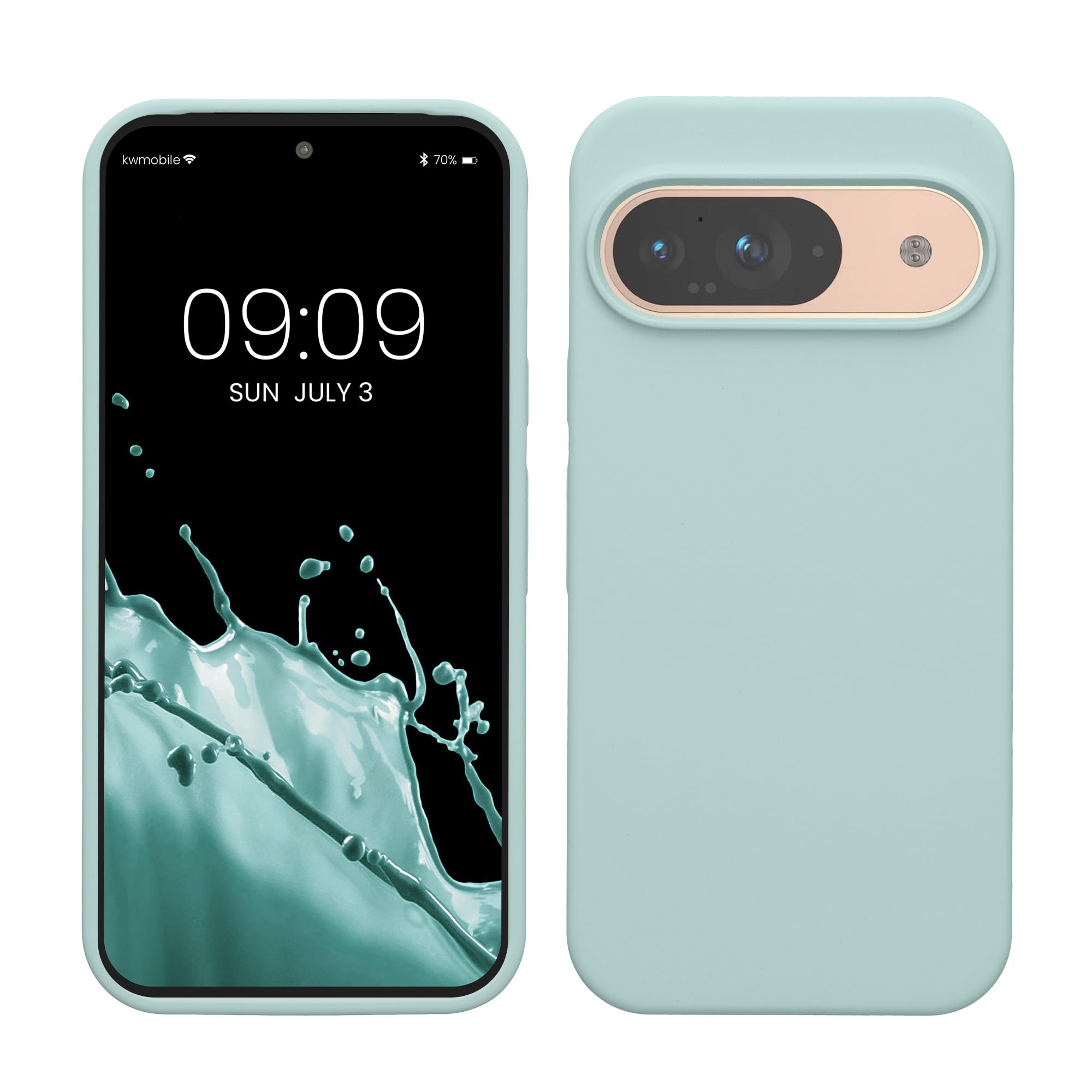 kwmobile Case Compatible with Google Pixel 9 / Pixel 9 Pro Case - TPU Silicone Phone Cover with Soft Finish - Mint Matte