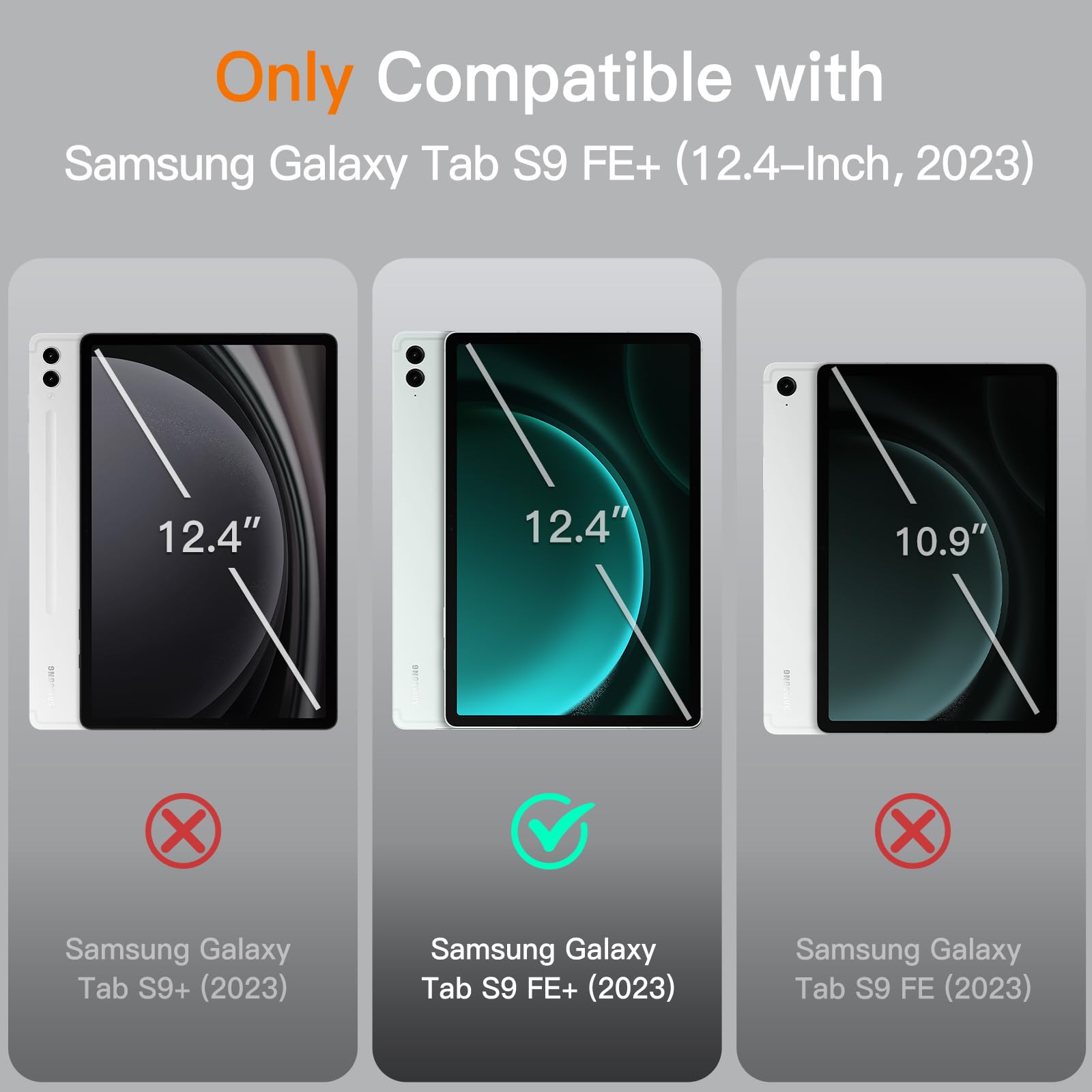 Jetech Case For Samsung Galaxy Tab S9 Fe+ / S9 Fe Plus 12.4-Inch With S Pen Holder, Slim Folio Stand Protective Tablet Cover, Mu