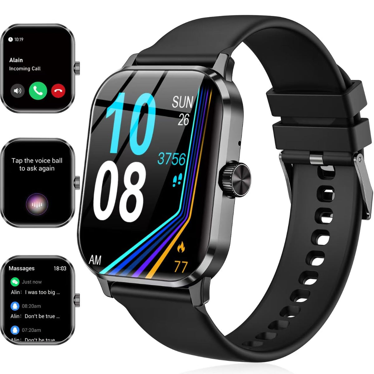 Smart Watch For Men And Women, 1.96'' Hd Fitness Tracker With Bluetooth Calls, Heart Rate & Sleep Monitor, 120+ Sports Modes, Ip